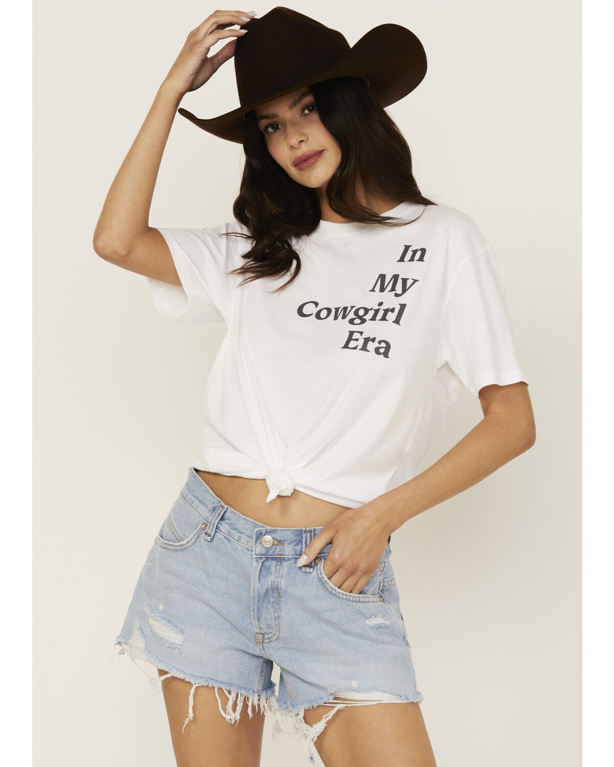 Women's White Crow Cowgirl Era Short Sleeve Graphic Tee