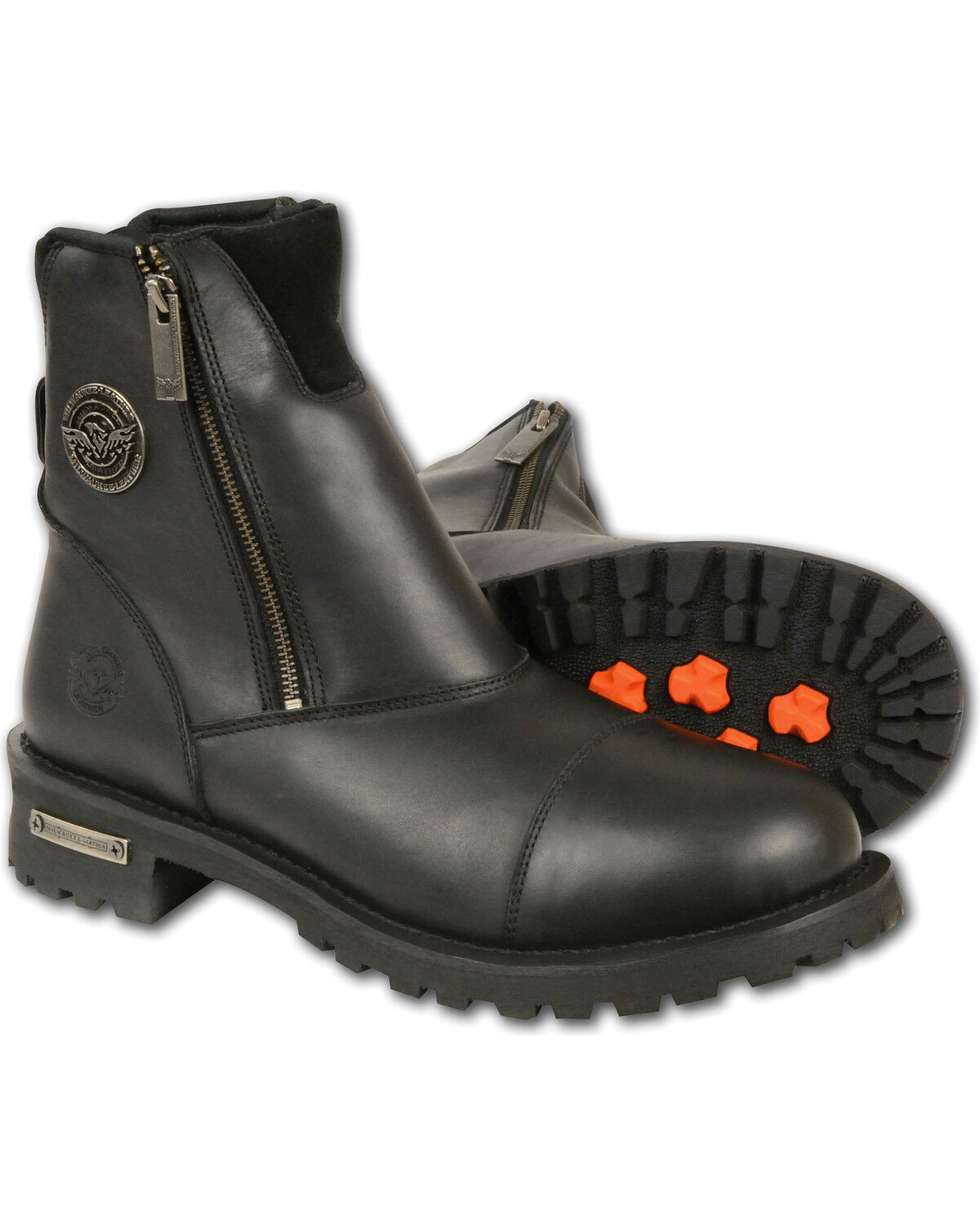 Men's Milwaukee Leather Super Clean Double Sided Zipper Boots - Round
