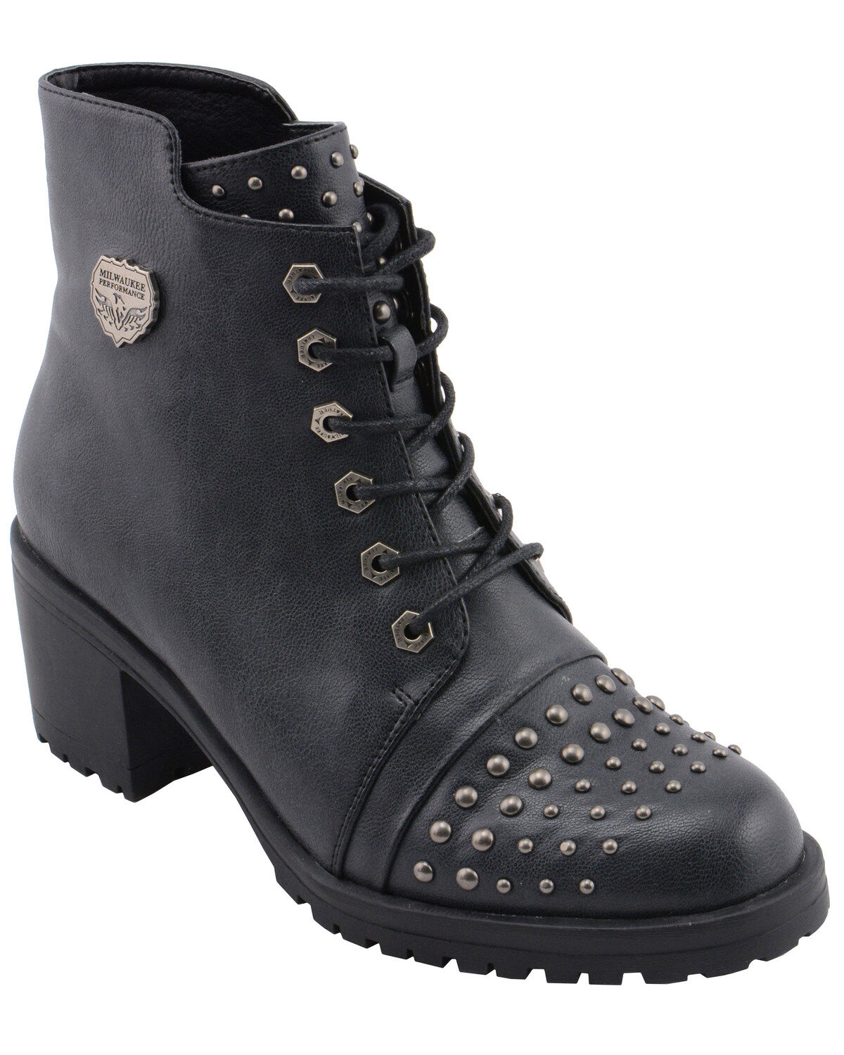 Women's Milwaukee Leather Studded Rocker Boots - Round Toe
