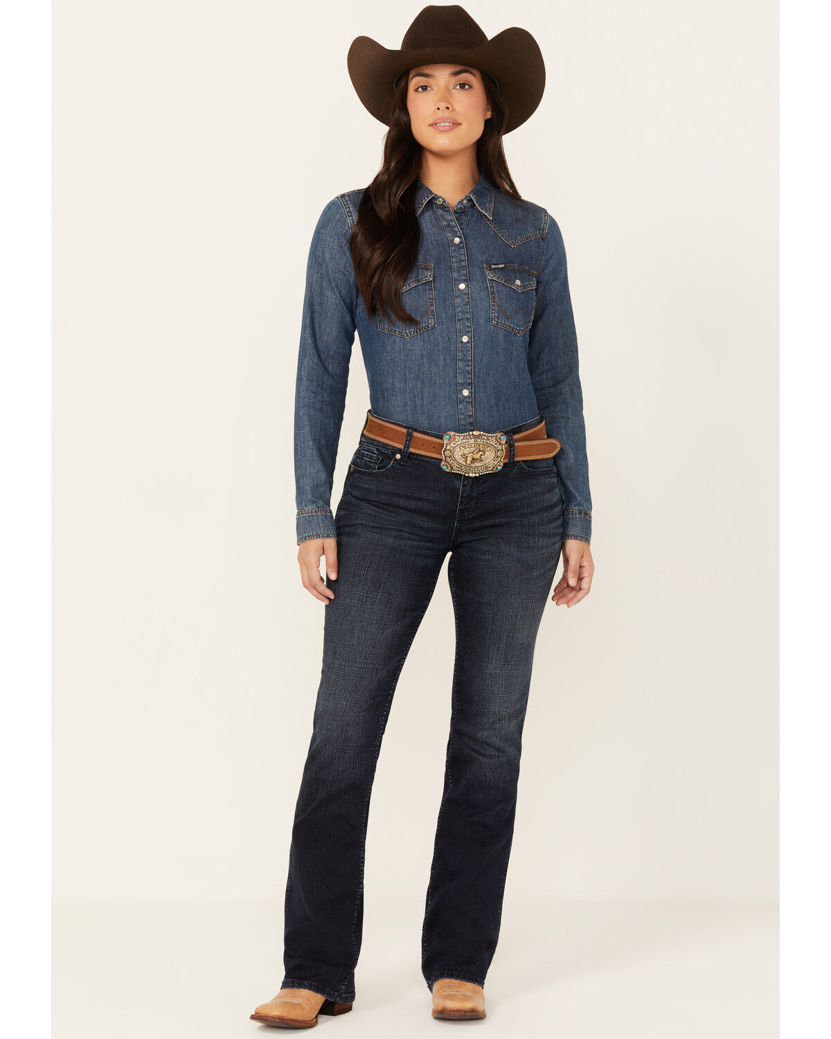 Women's Shyanne Santa Fe Shay Dark Wash Mid Rise Bootcut Riding Jeans