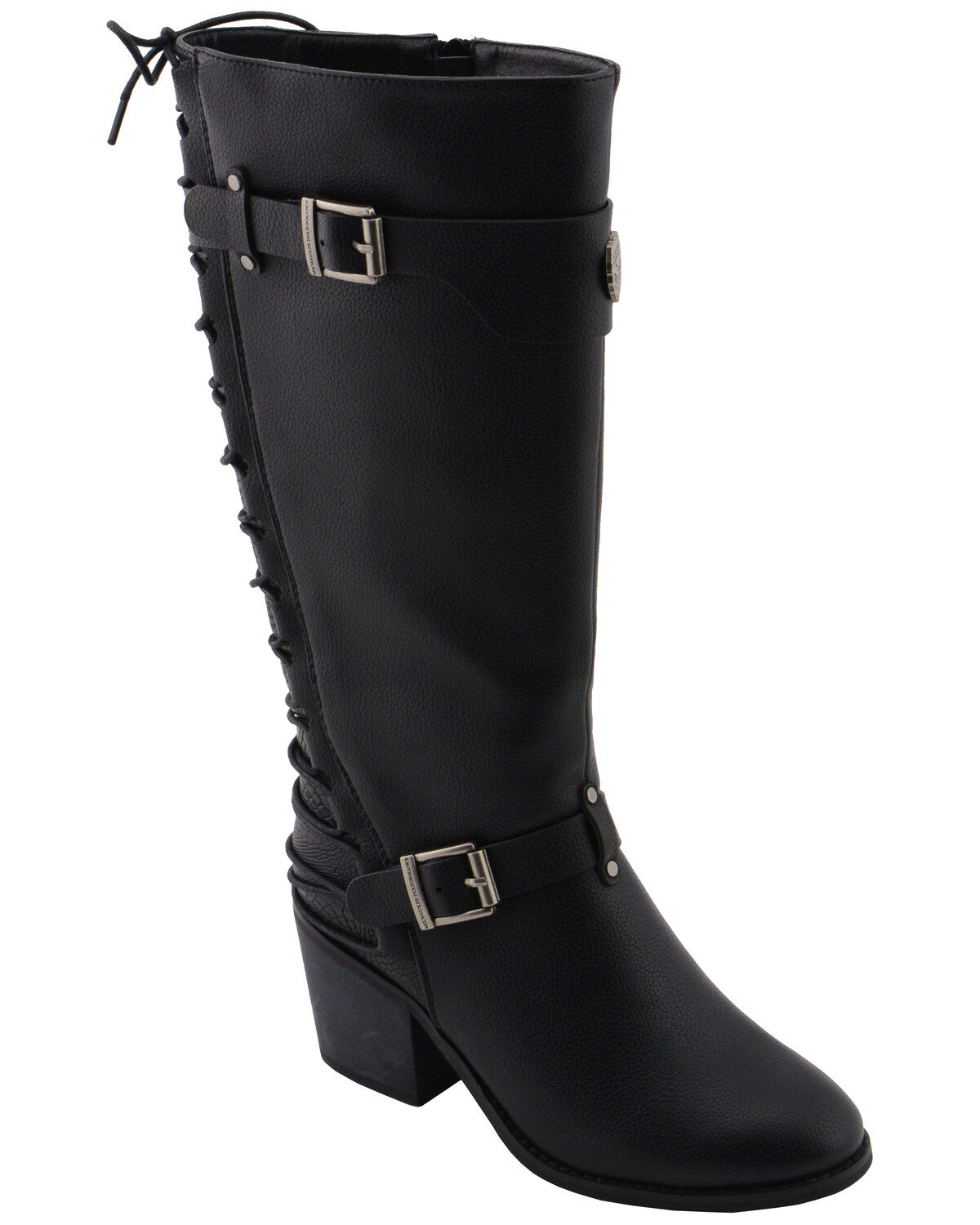 Women's Milwaukee Leather Back End Laced Riding Boots - Round Toe