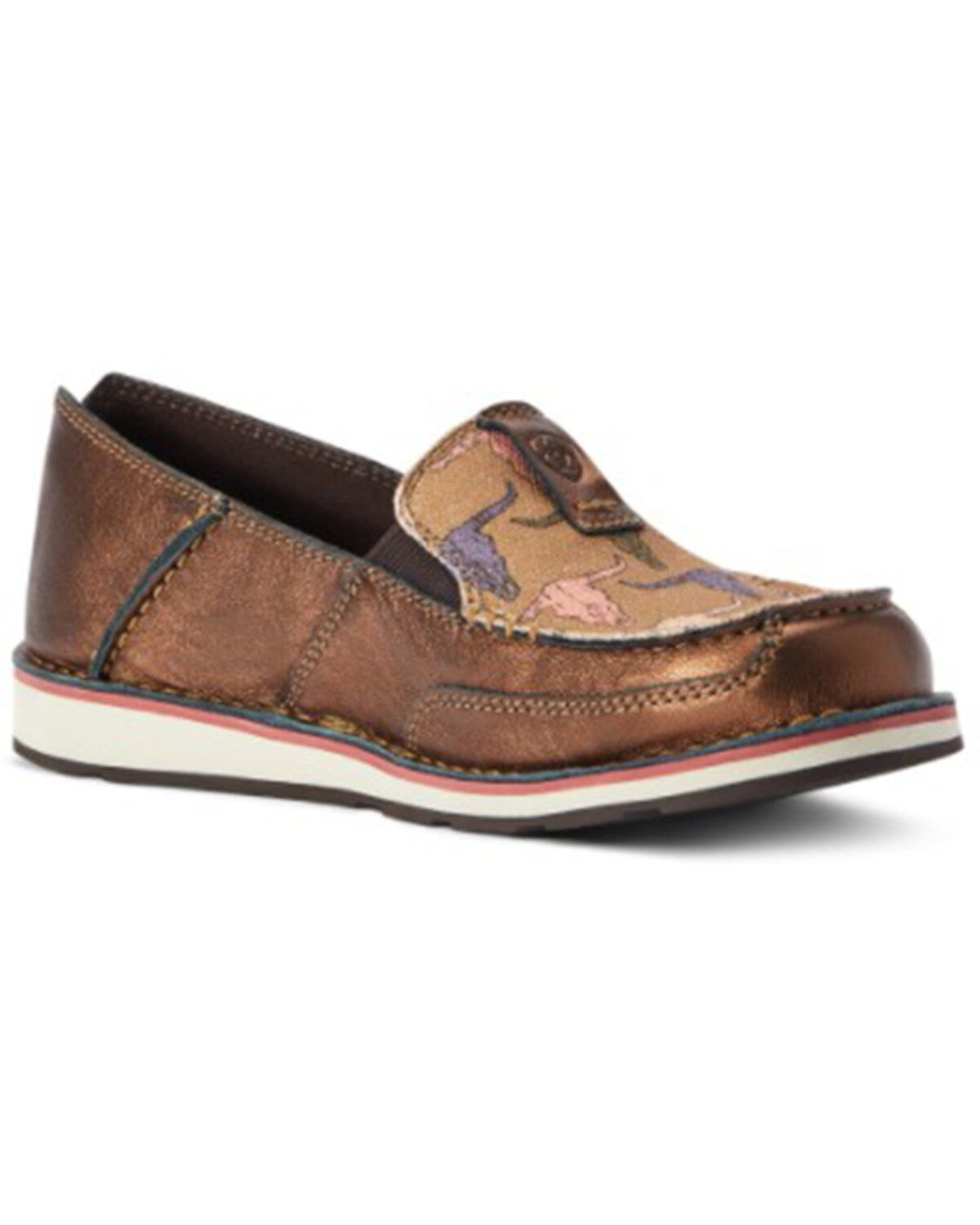 Women's Ariat Metallic Steerhead Print Casual Slip-On Cruiser - Moc To
