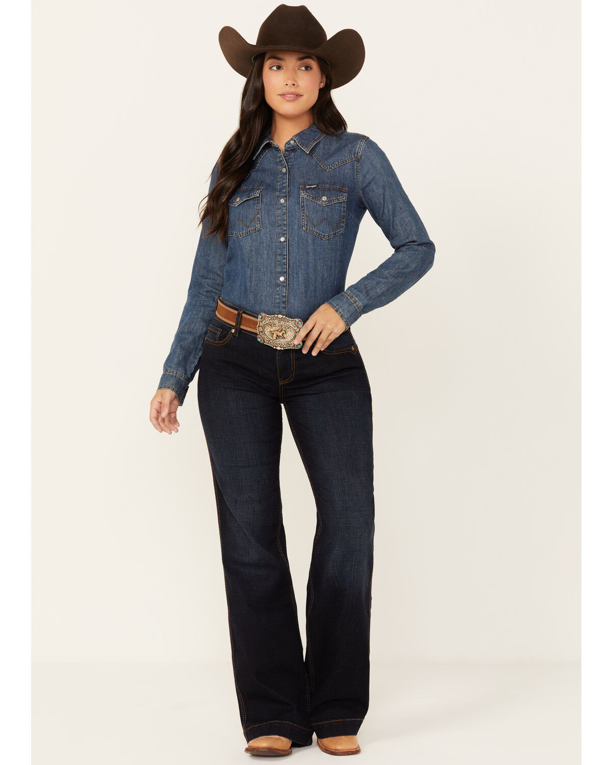 Women's Shyanne Pocatello Dakota Dark Wash Mid Rise Trouser Riding Jea