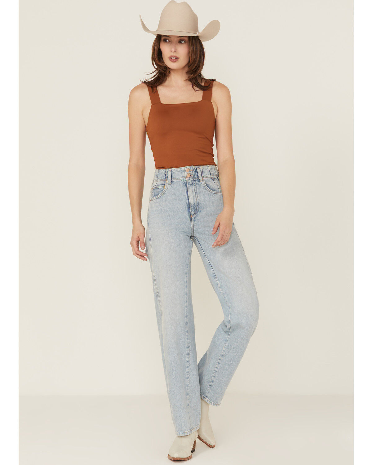 Women's Free People Aster Light Wash High Rise Straight Denim Jeans