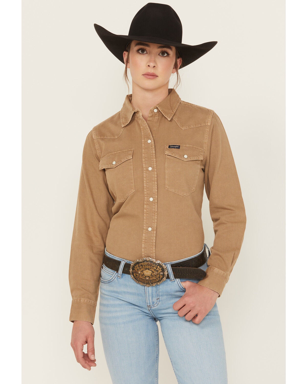 Women's Wrangler Retro Vintage Denim Long Sleeve Snap Western Shirt