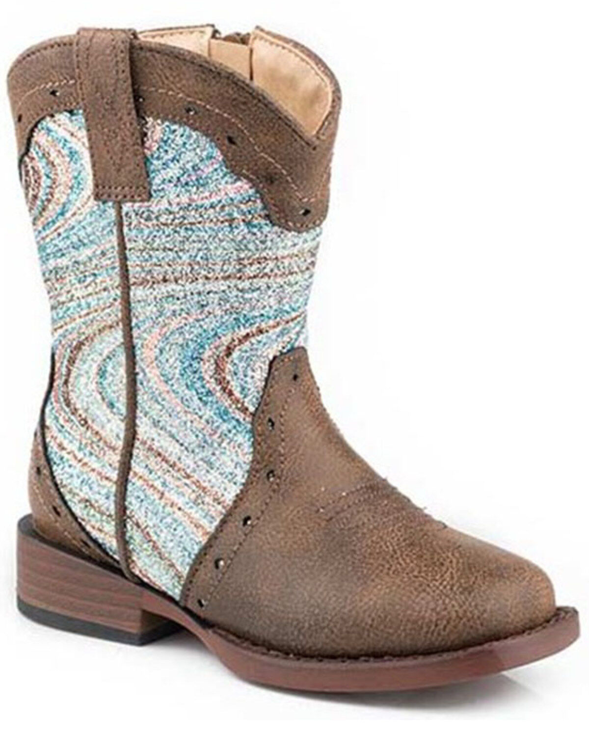 Girls' Roper Toddler Glitter Swirl Western Boots - Square Toe