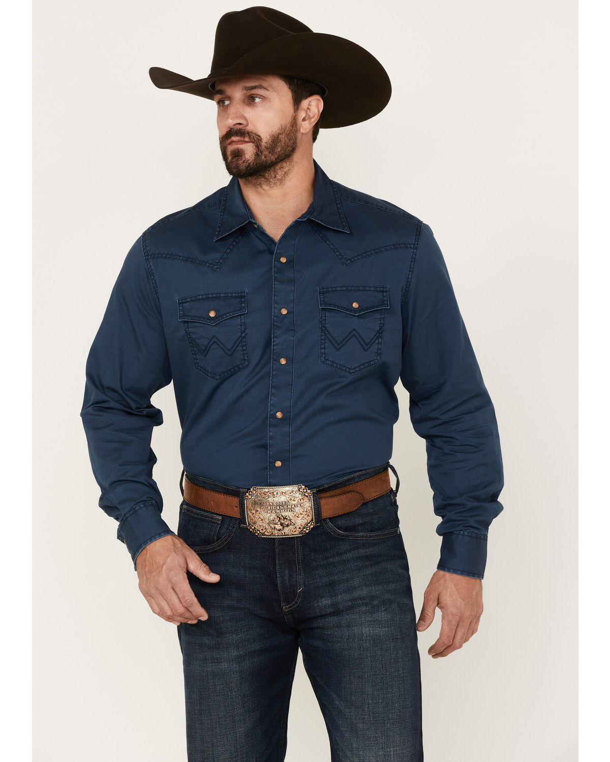 Men's Wrangler Retro Premium Solid Long Sleeve Snap Western Shirt