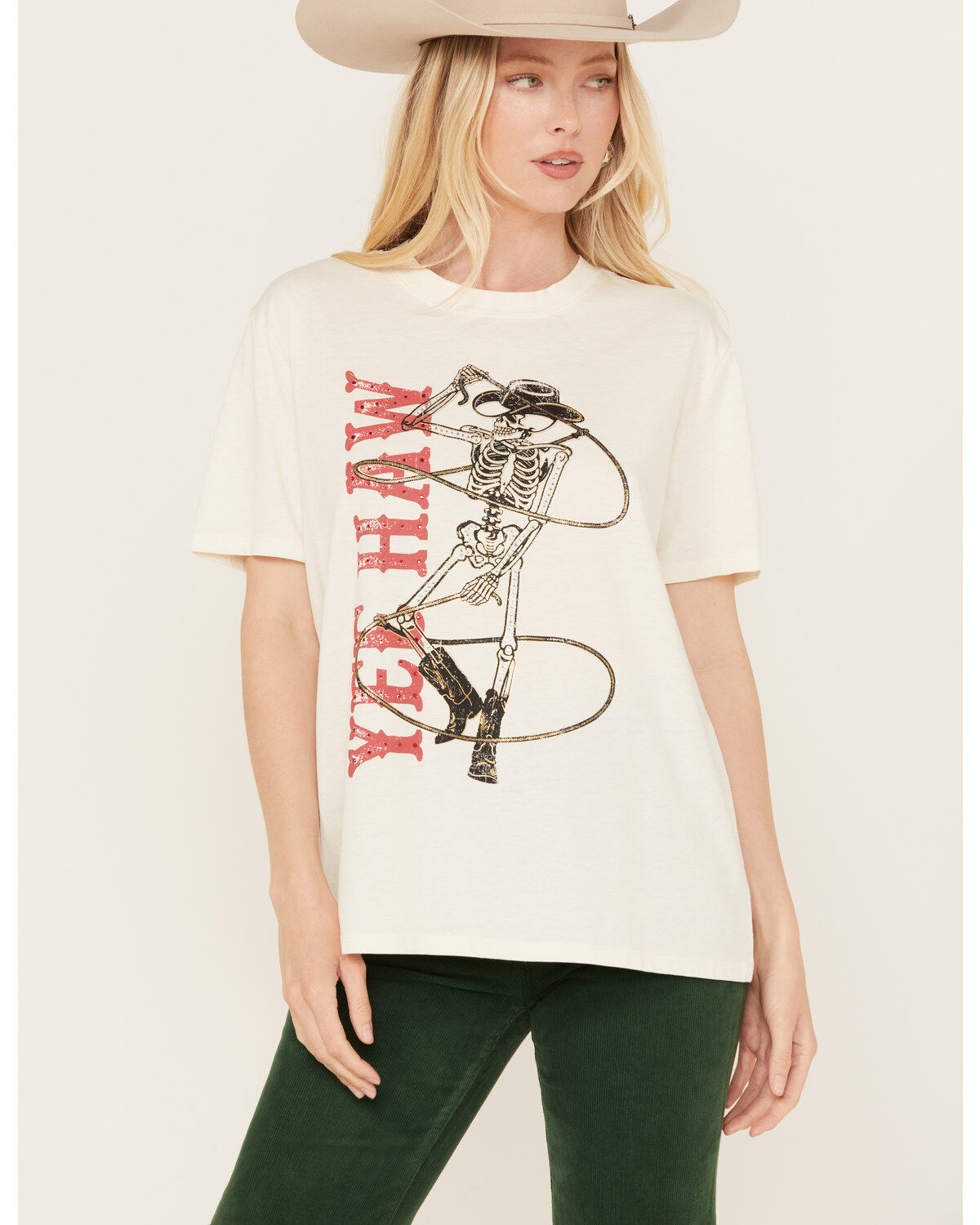 Women's Blended Yeehaw Skeleton Graphic Tee