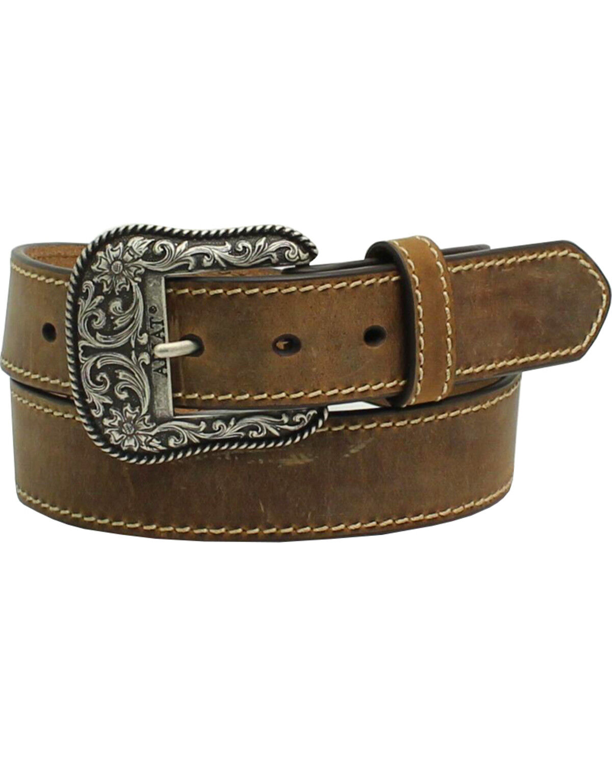 Women's Ariat Leather Belt with Engraved Buckle