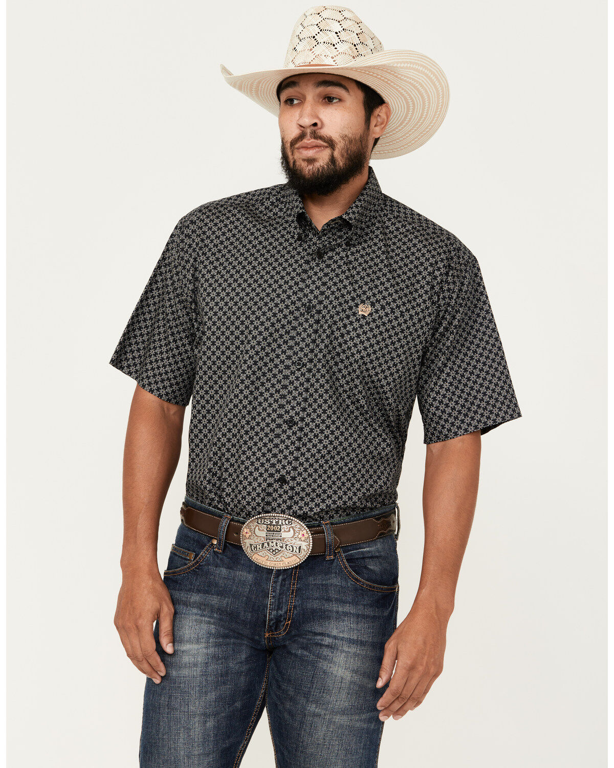 Men's Cinch Geo Print Short Sleeve Button-Down Western Shirt
