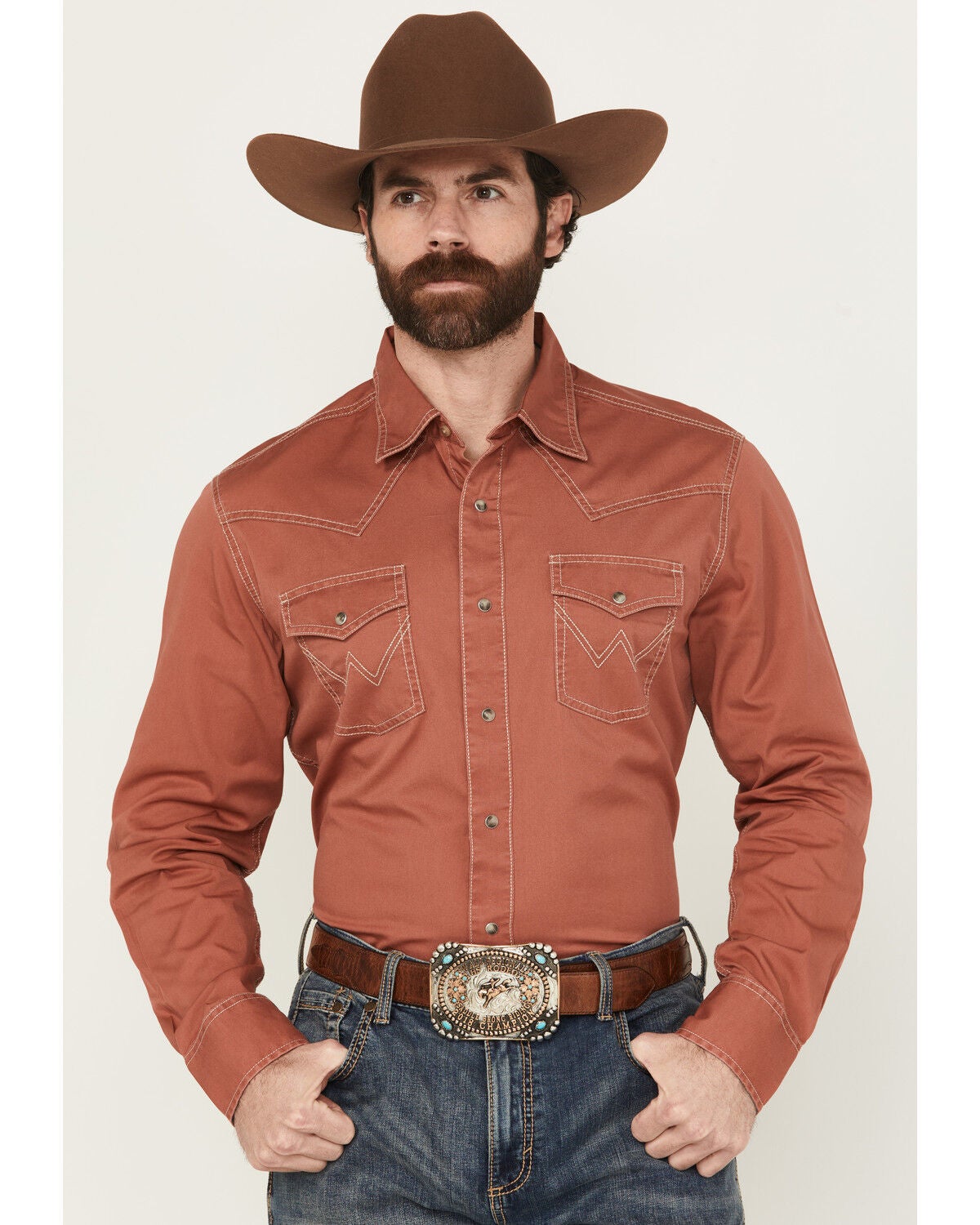 Men's Wrangler Retro Solid Long Sleeve Snap Western Shirt