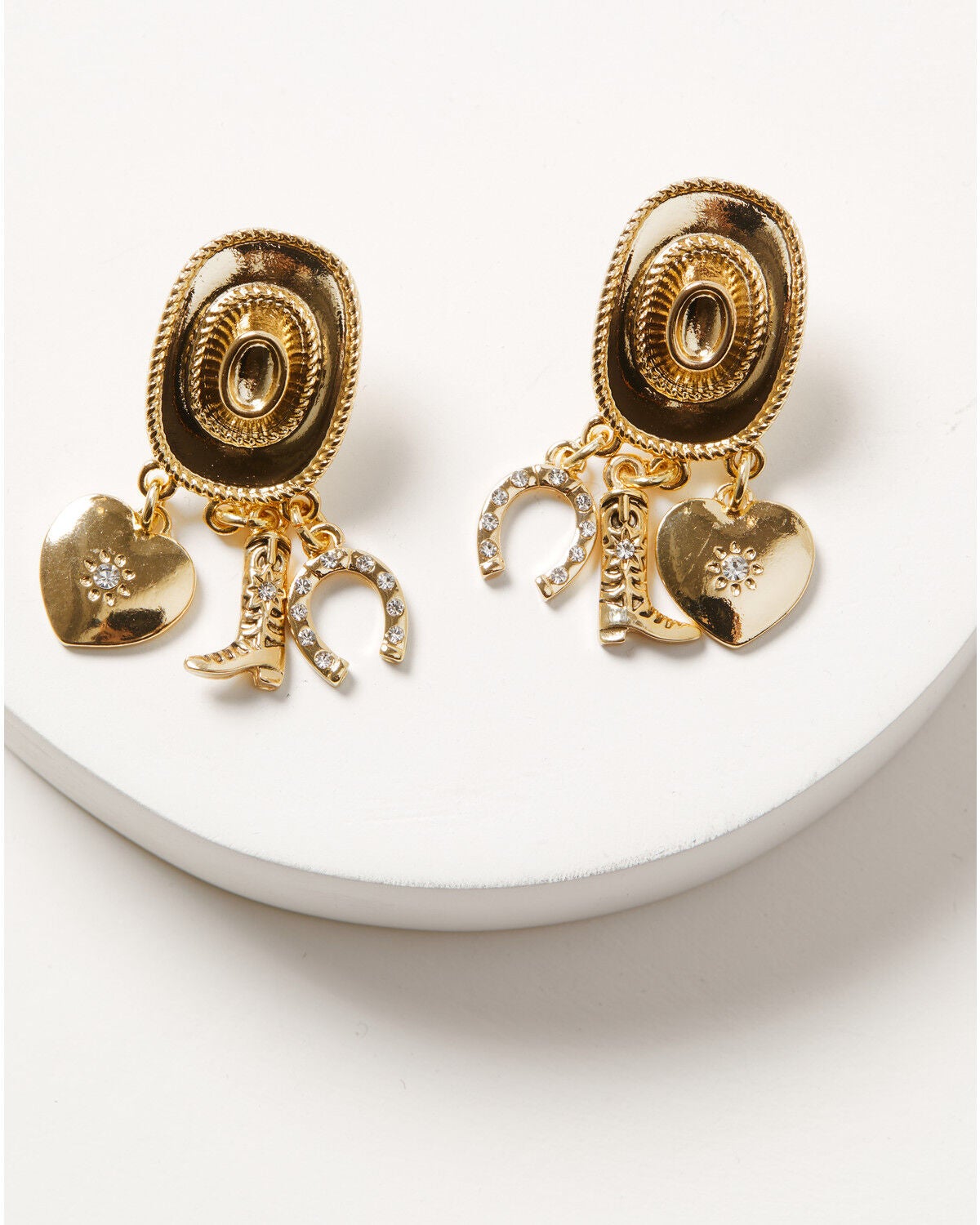 Women's Shyanne Western Muse Cowboy Hat Charm Statement Earrings
