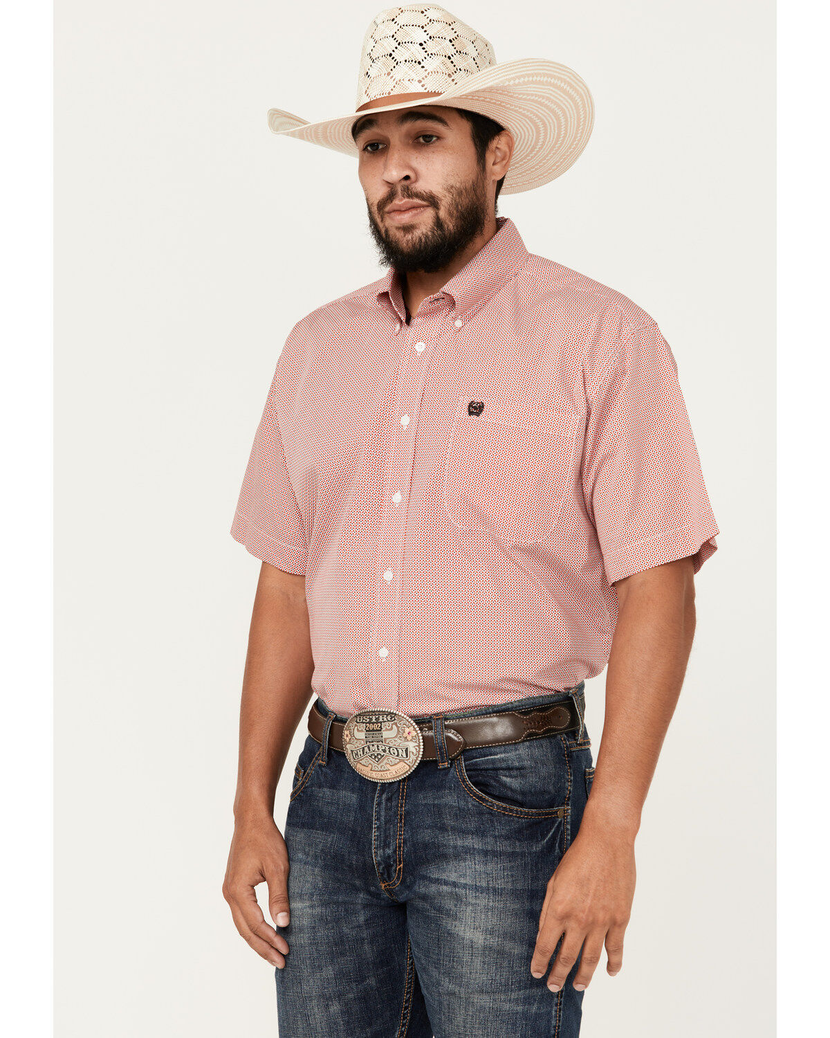 Men's Cinch Geo Print Short Sleeve Button-Down Western Shirt