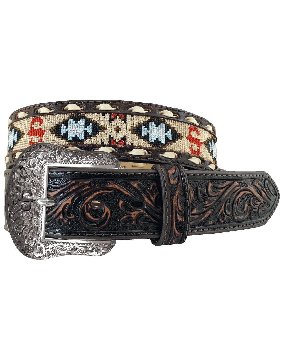 Men's Stetson Southwestern Tooled Leather Belt