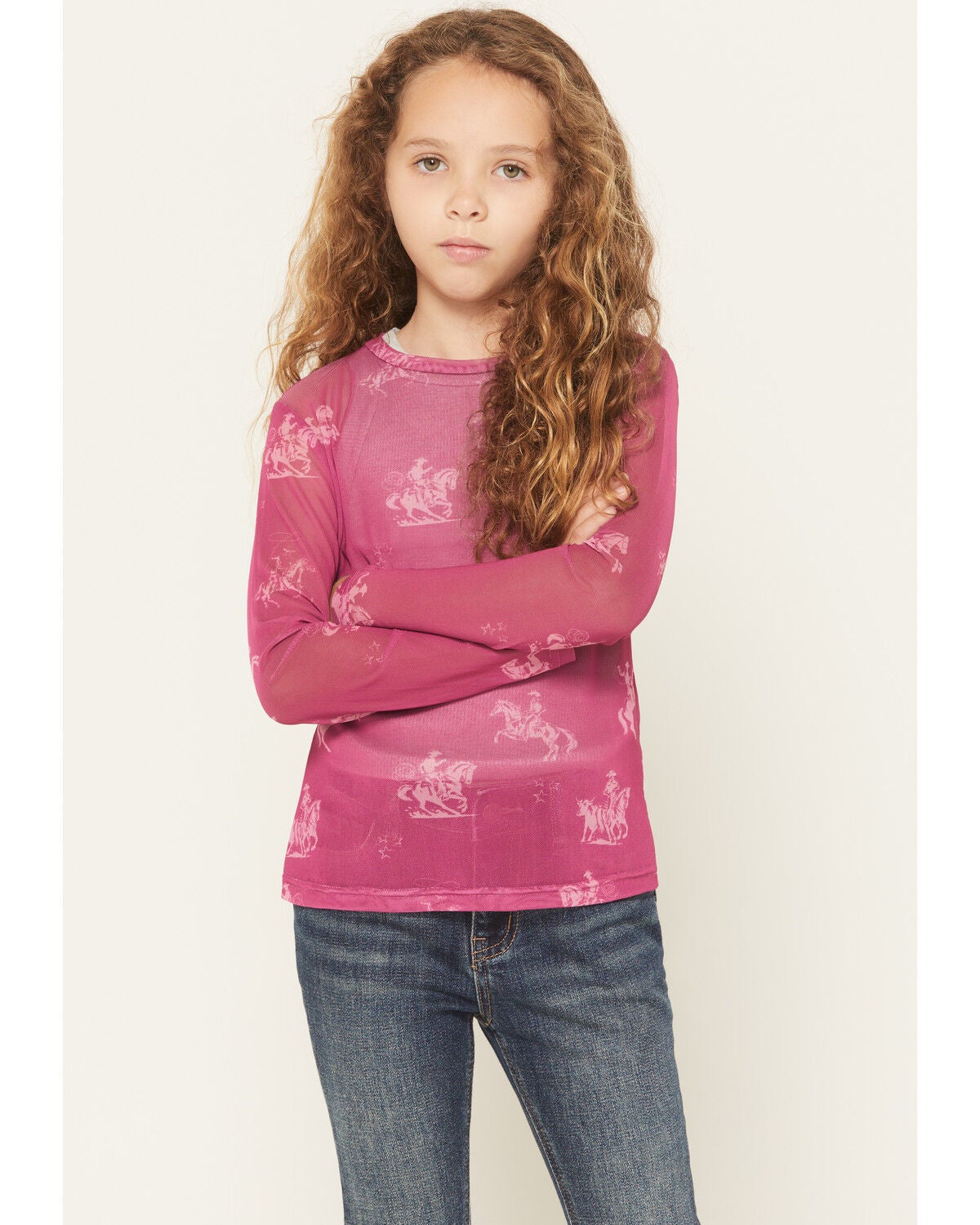 Girls' Cowgirl Hardware Desert Bronc Long Sleeve Mesh Top