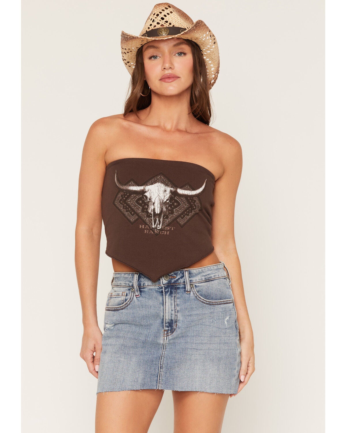 Women's Cleo + Wolf Steer Head Strapless Tie Top
