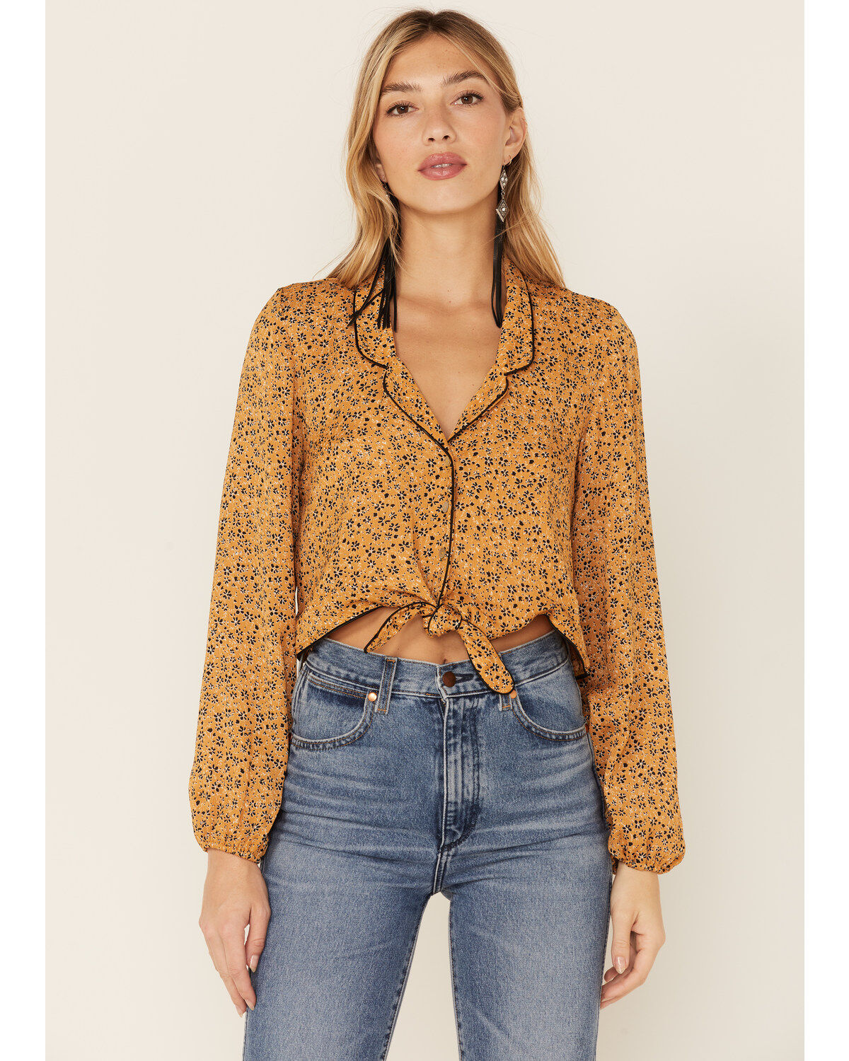 Women's Wild Moss Ditsy Tie Front Blouse