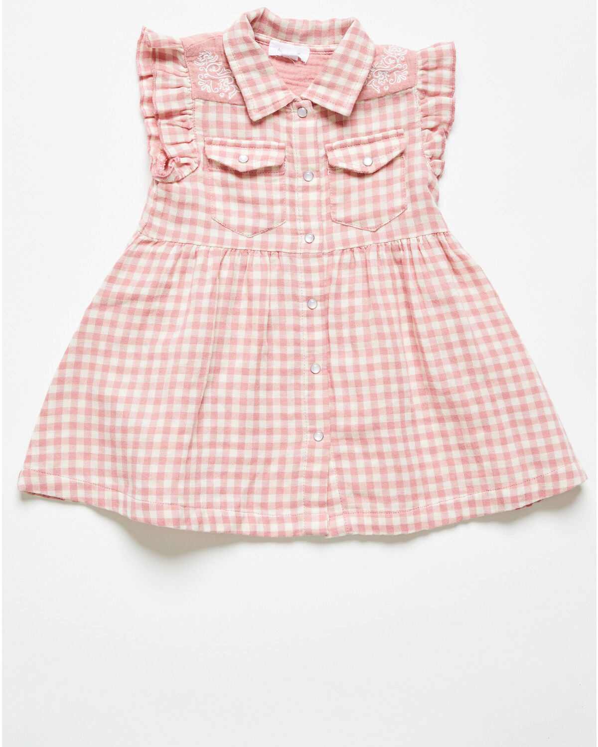Girls' Angel Dear Toddler Plaid Print Sleeveless Snap Western Dress