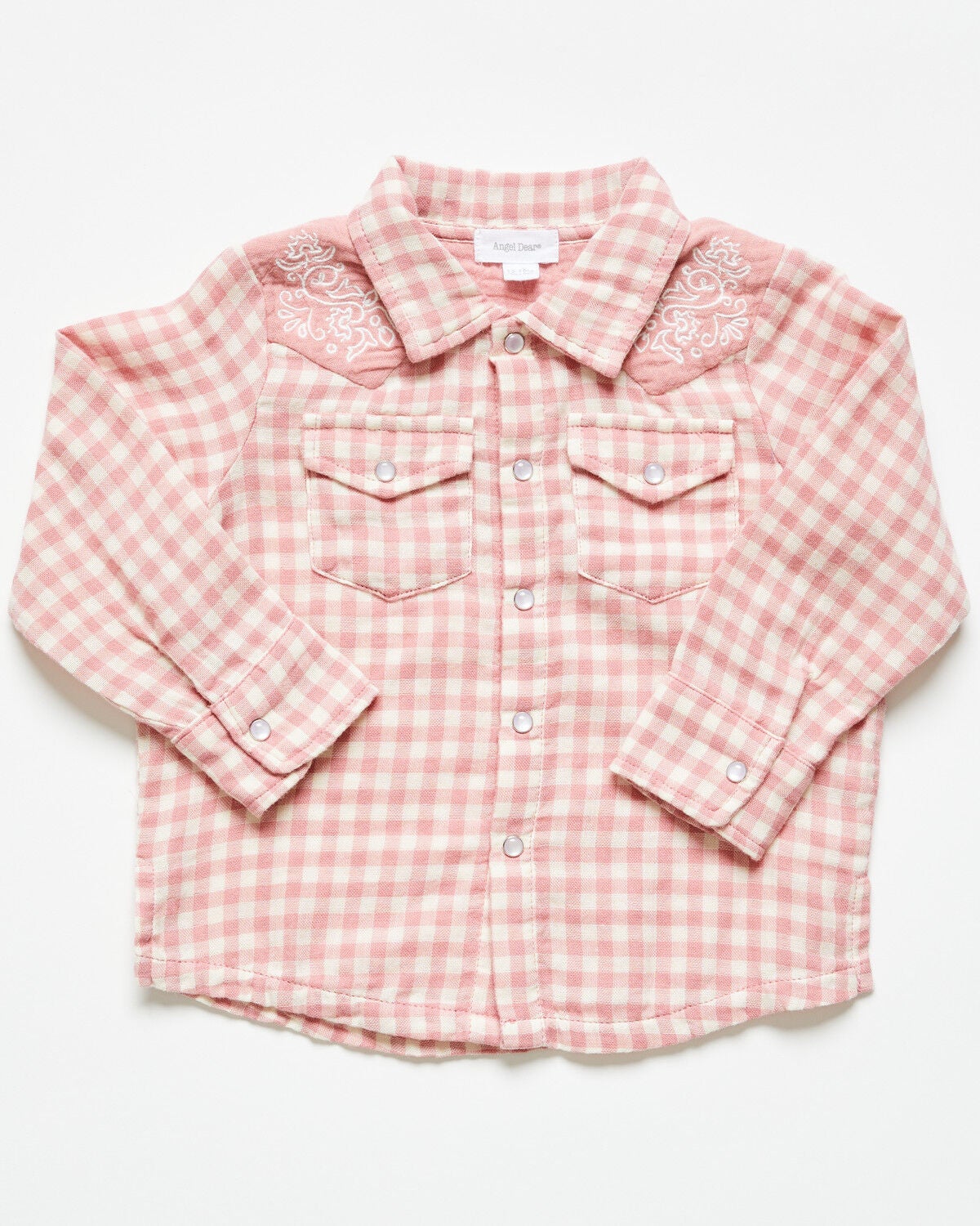 Girls' Angel Dear Infant Plaid Print Long Sleeve Snap Western Shirt