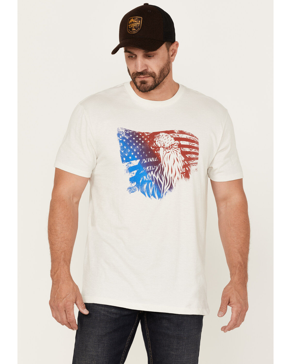 Men's Moonshine Spirit Blender Eagle Flag Graphic Short Sleeve T-Shirt