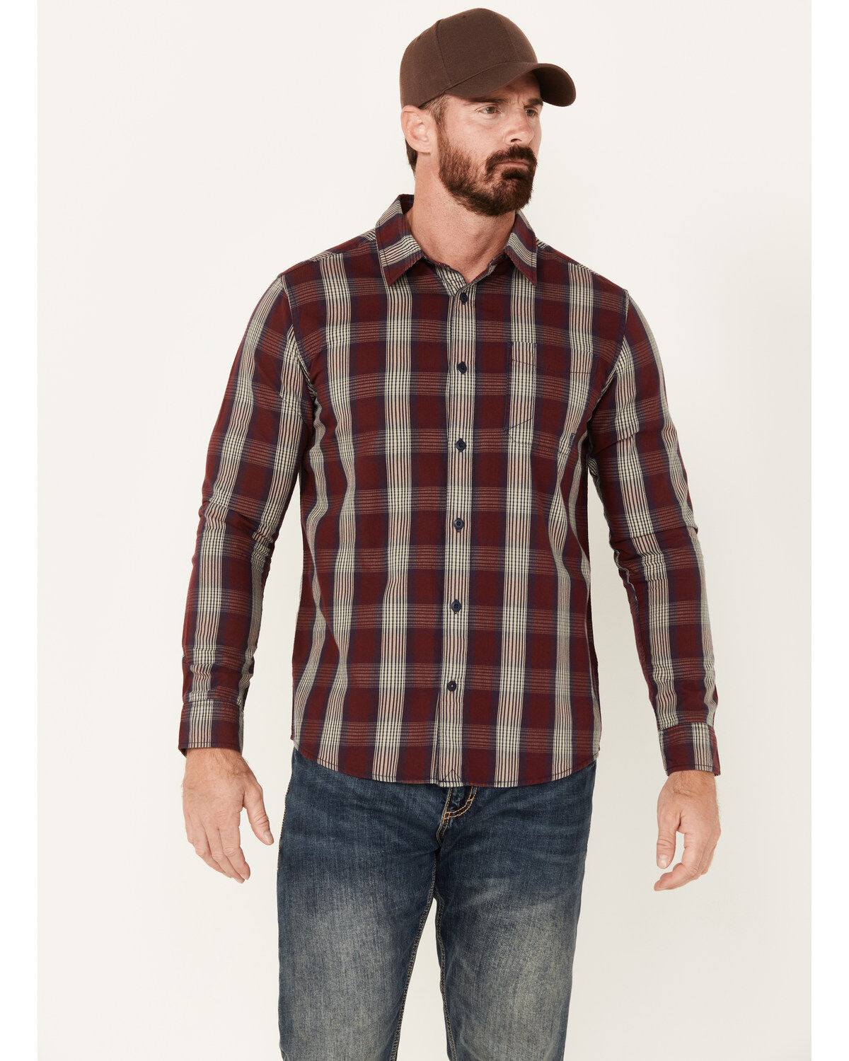Men's Brothers and Sons Blaine Plaid Print Long Sleeve Button Down Shi