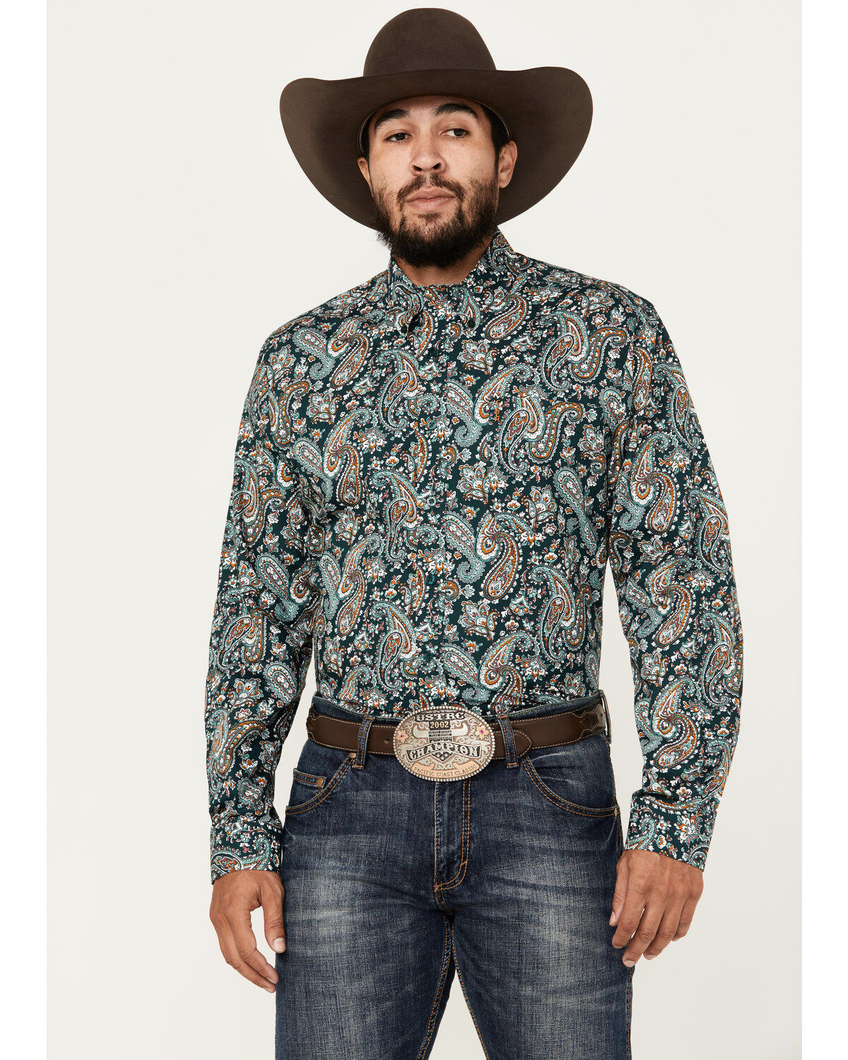 Men's Cinch Paisley Print Long Sleeve Button-Down Western Shirt