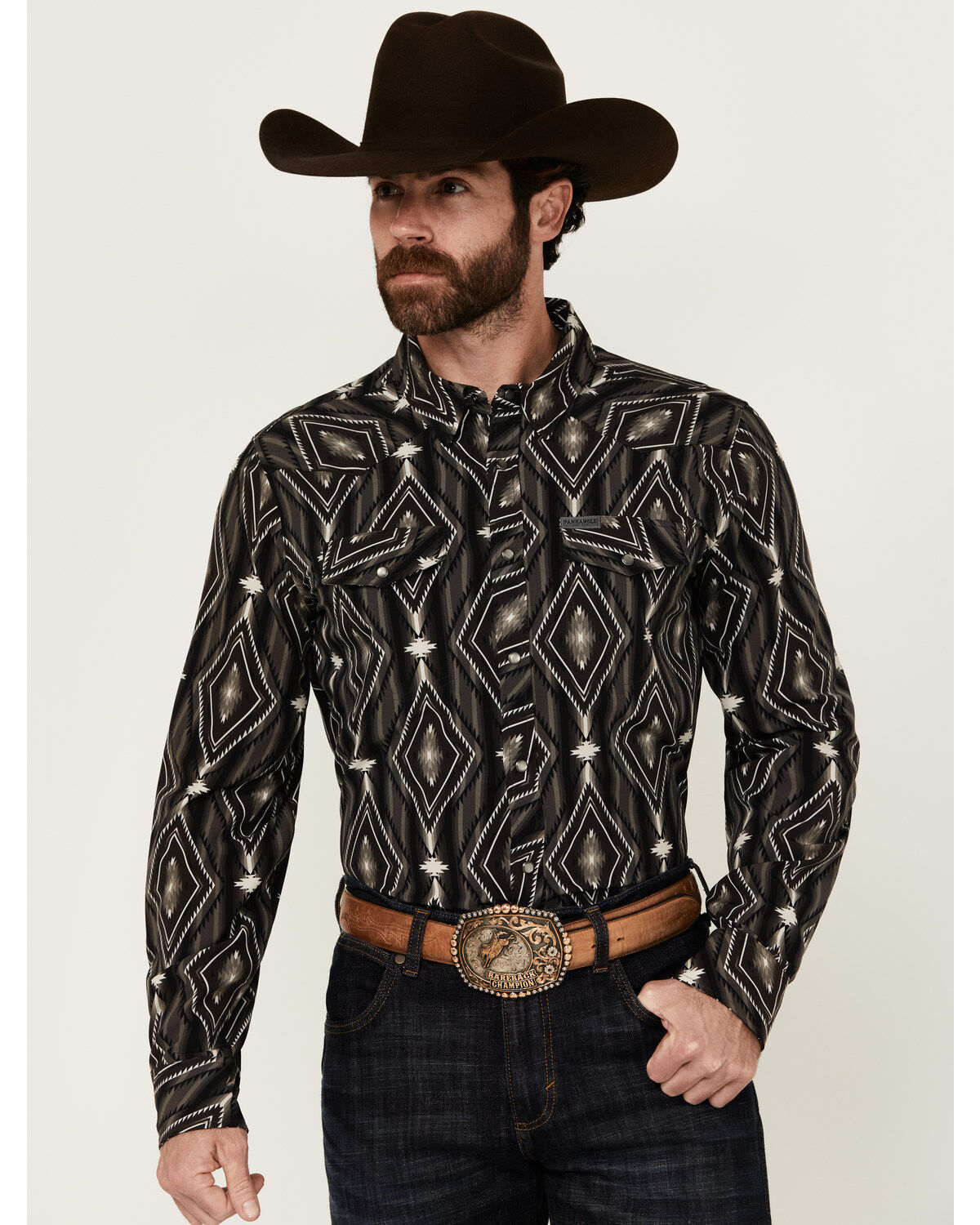 Men's Panhandle Southwestern Print Long Sleeve Pearl Snap Performance
