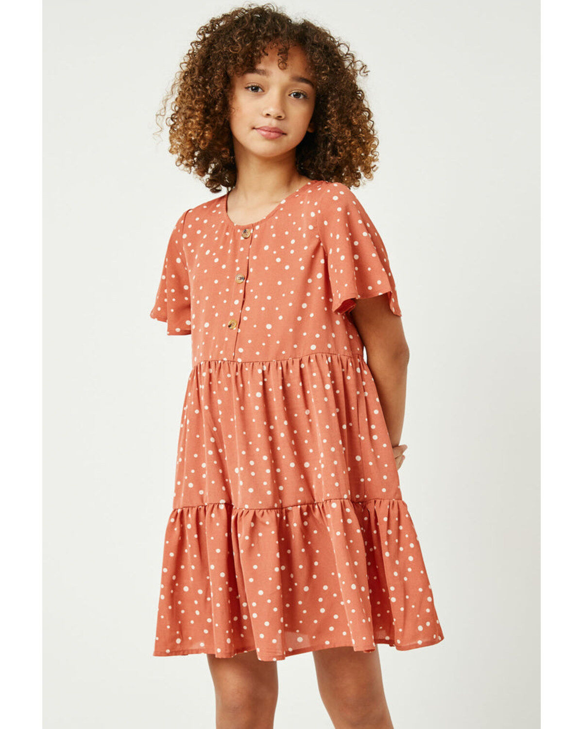 Girls' Hayden Polka Dot Button Mini Dress