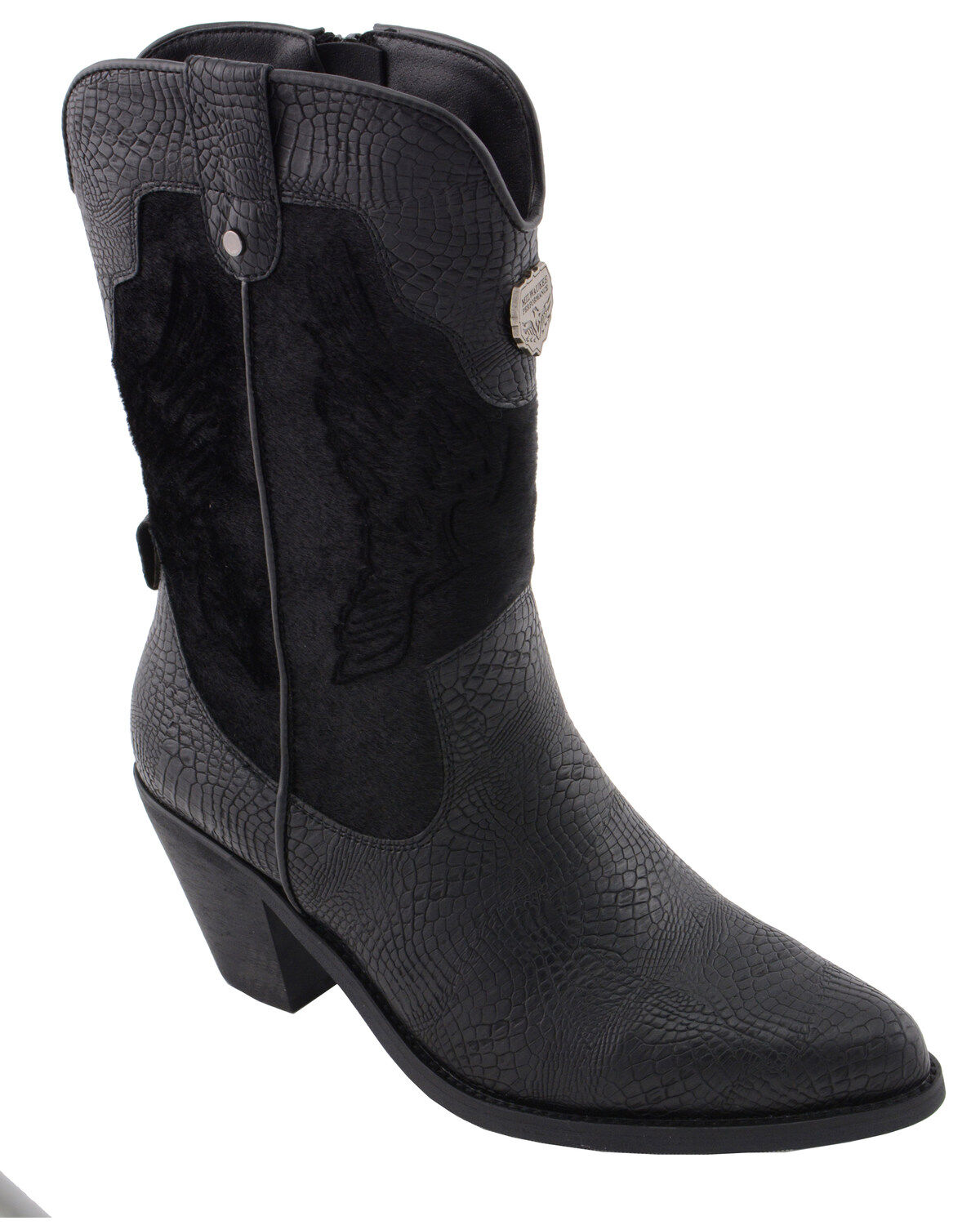 Women's Milwaukee Leather Snake Print Western Boots - Round Toe