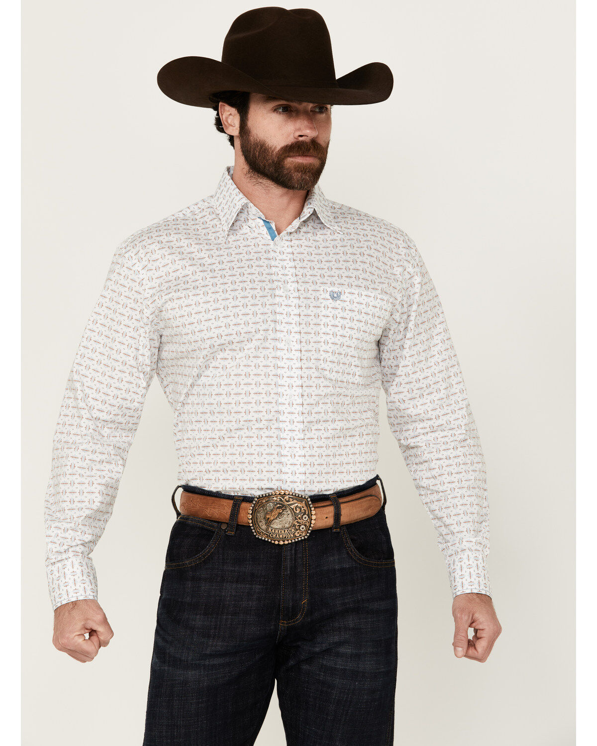 Men's Panhandle Rough Stock by Geo Print Long Sleeve Button-Down Stret