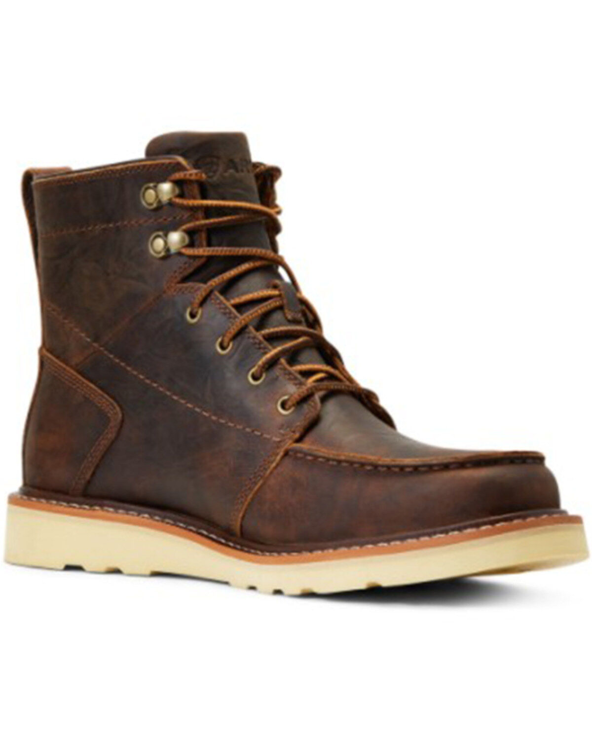 Men's Ariat Recon Lace Barn Brown Full-Grain Casual Wedge Boot - Round