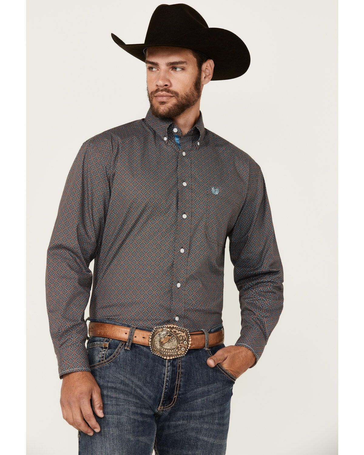 Men's Panhandle Rough Stock by Geo Print Long Sleeve Button-Down Stret