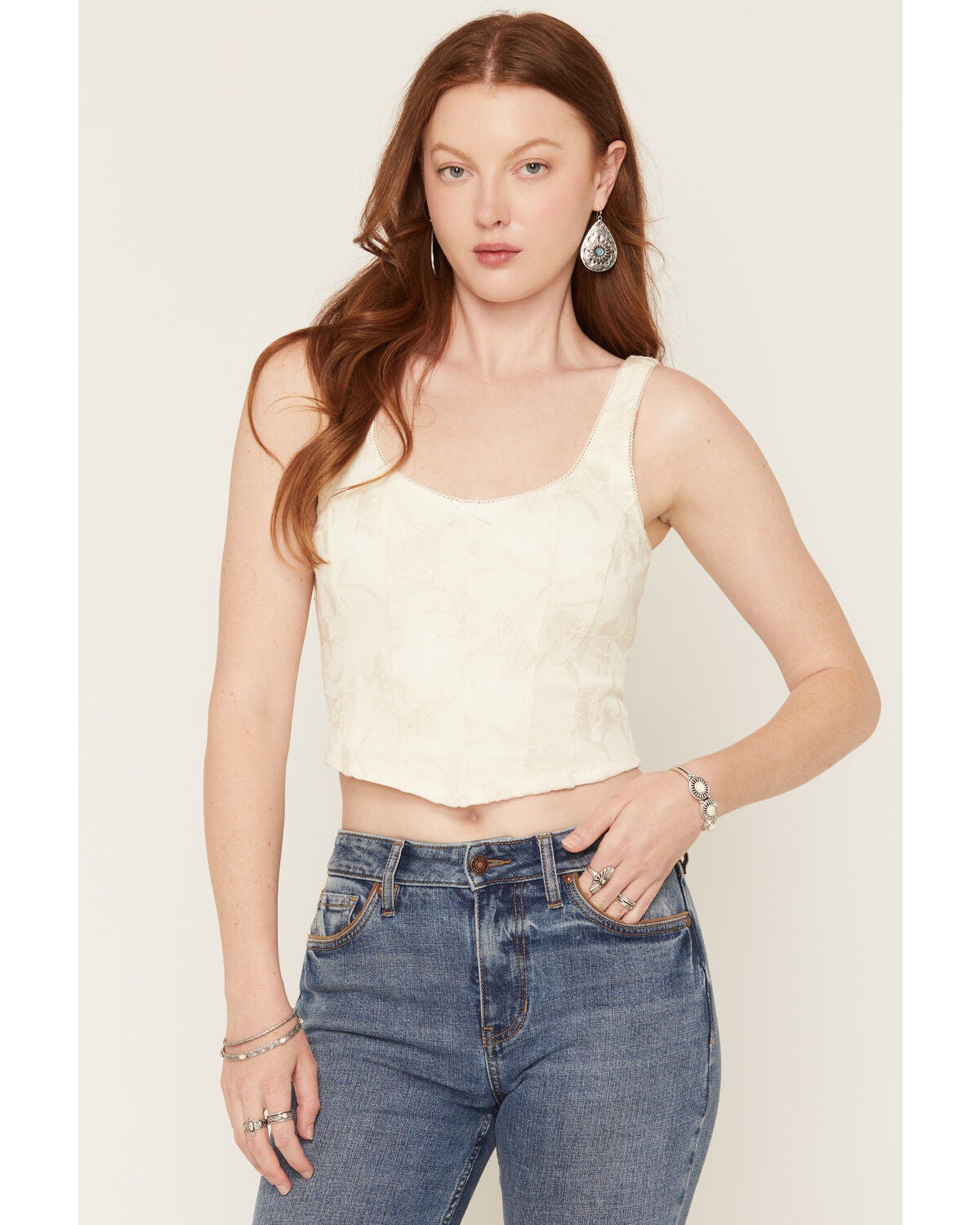 Women's Originality Embroidered Mesh Corset Top
