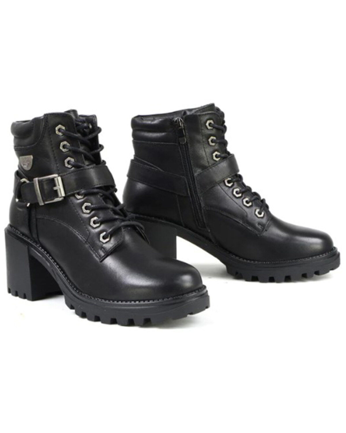 Women's Milwaukee Leather 8" Lace-To-Toe Motorcycle Boots - Round Toe