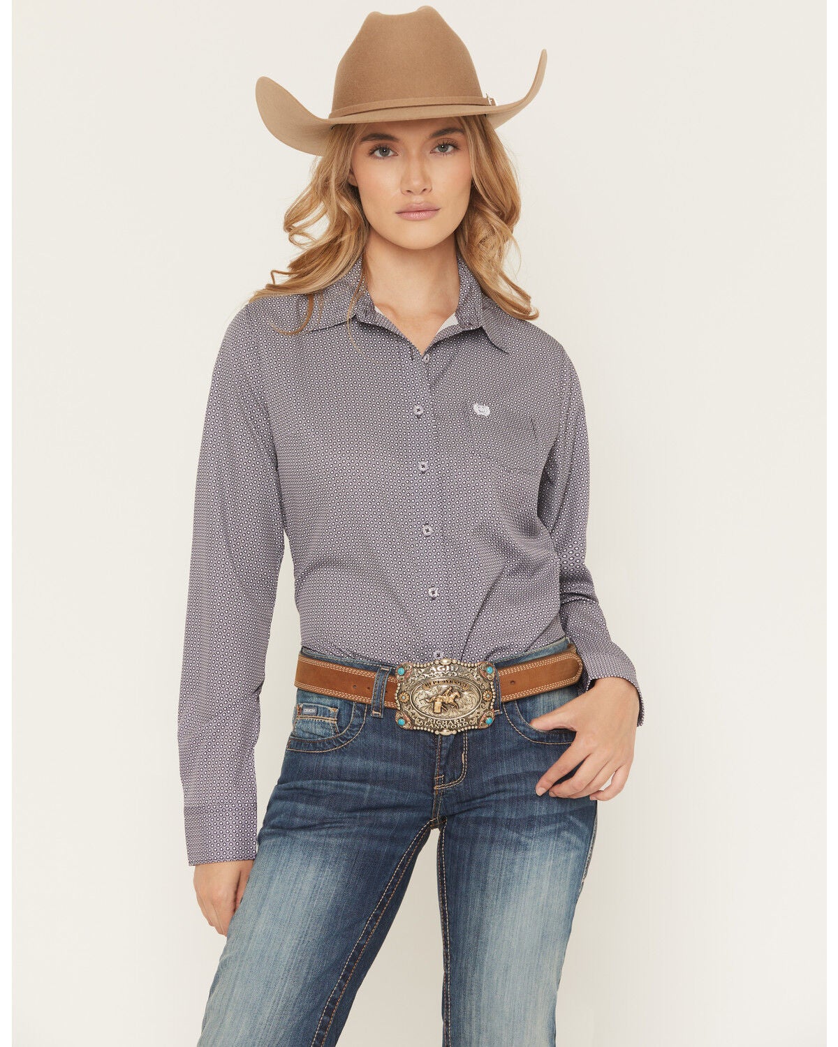 Women's Cinch Geo Print Long Sleeve Button-Down Stretch Western Shirt