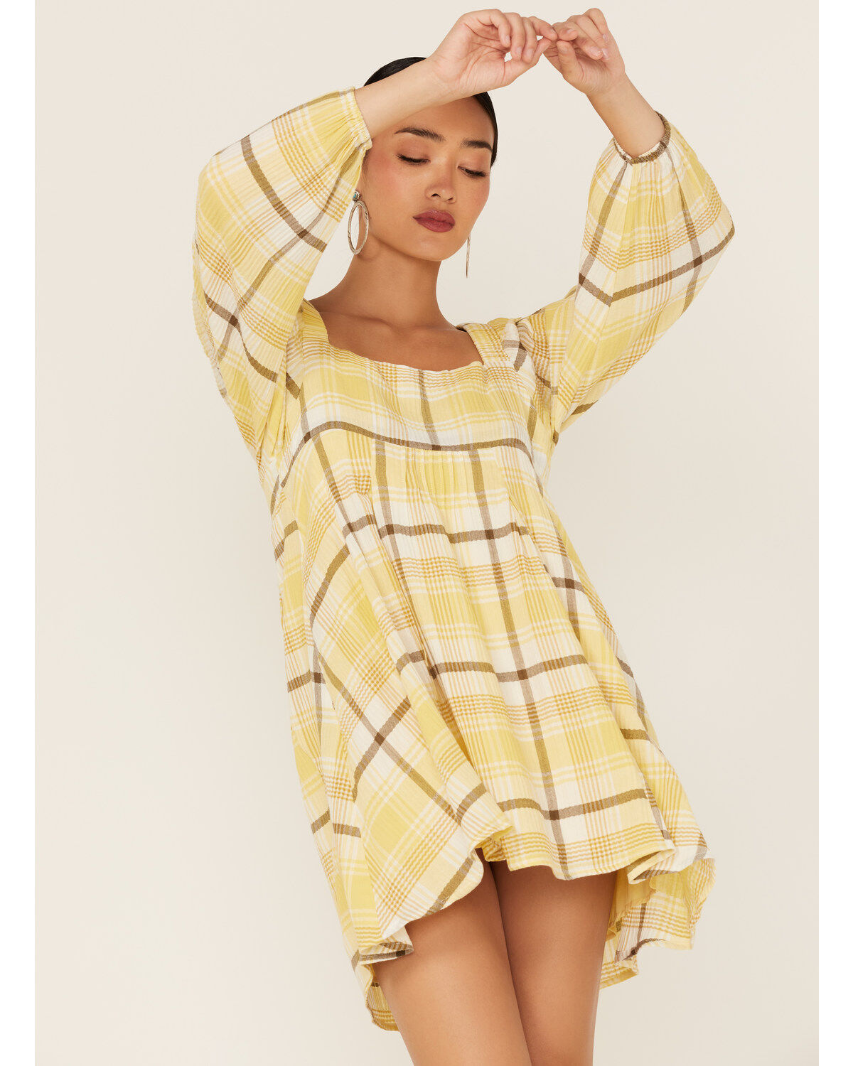 Women's Miss Me Plaid Print Babydoll Mini Dress