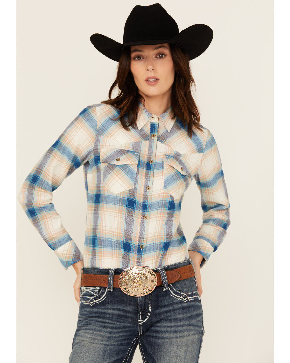Women's Shyanne Plaid Print Long Sleeve Button-Down Western Shirt