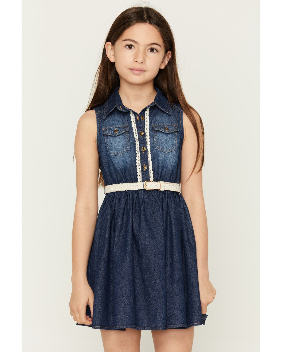 Girls' Sugar California Dark Wash Denim Dress