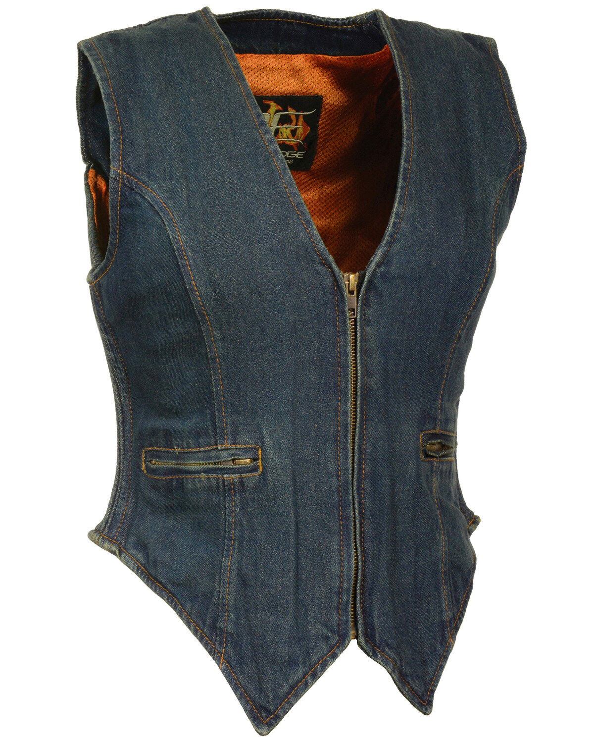 Women's Milwaukee Leather Side Stretch Zipper Front Denim Vest - 4X