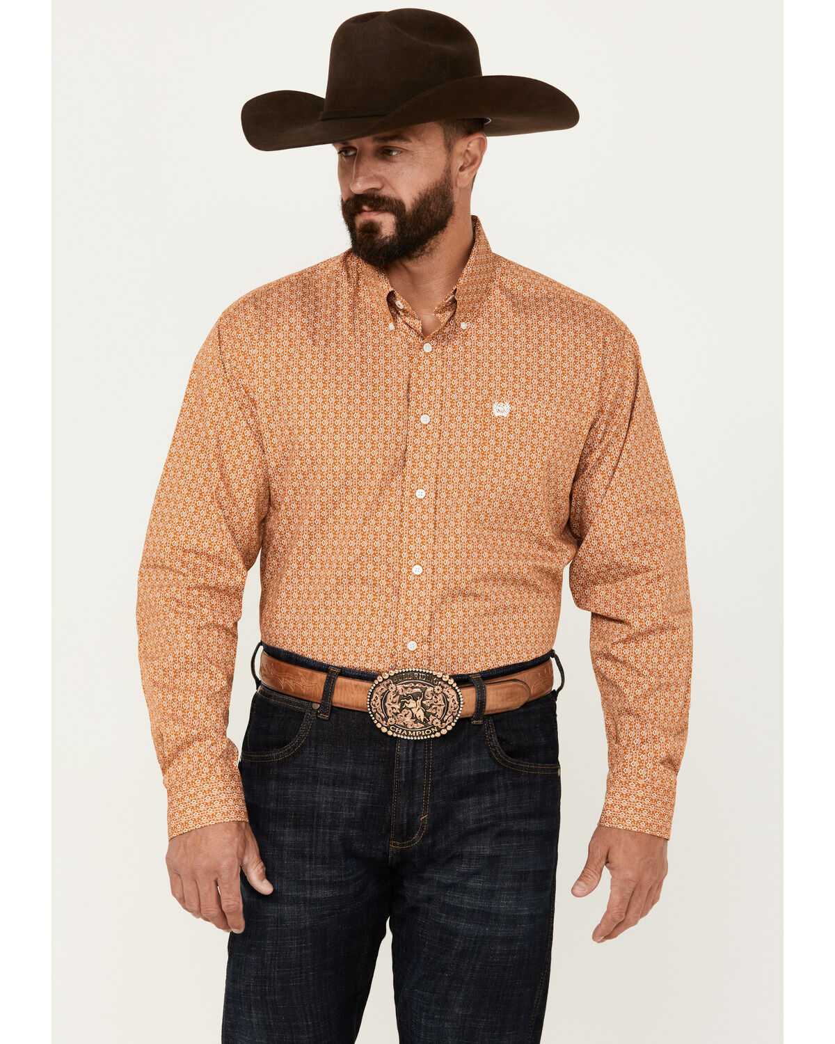 Men's Cinch Geo Print Long Sleeve Button-Down Western Shirt