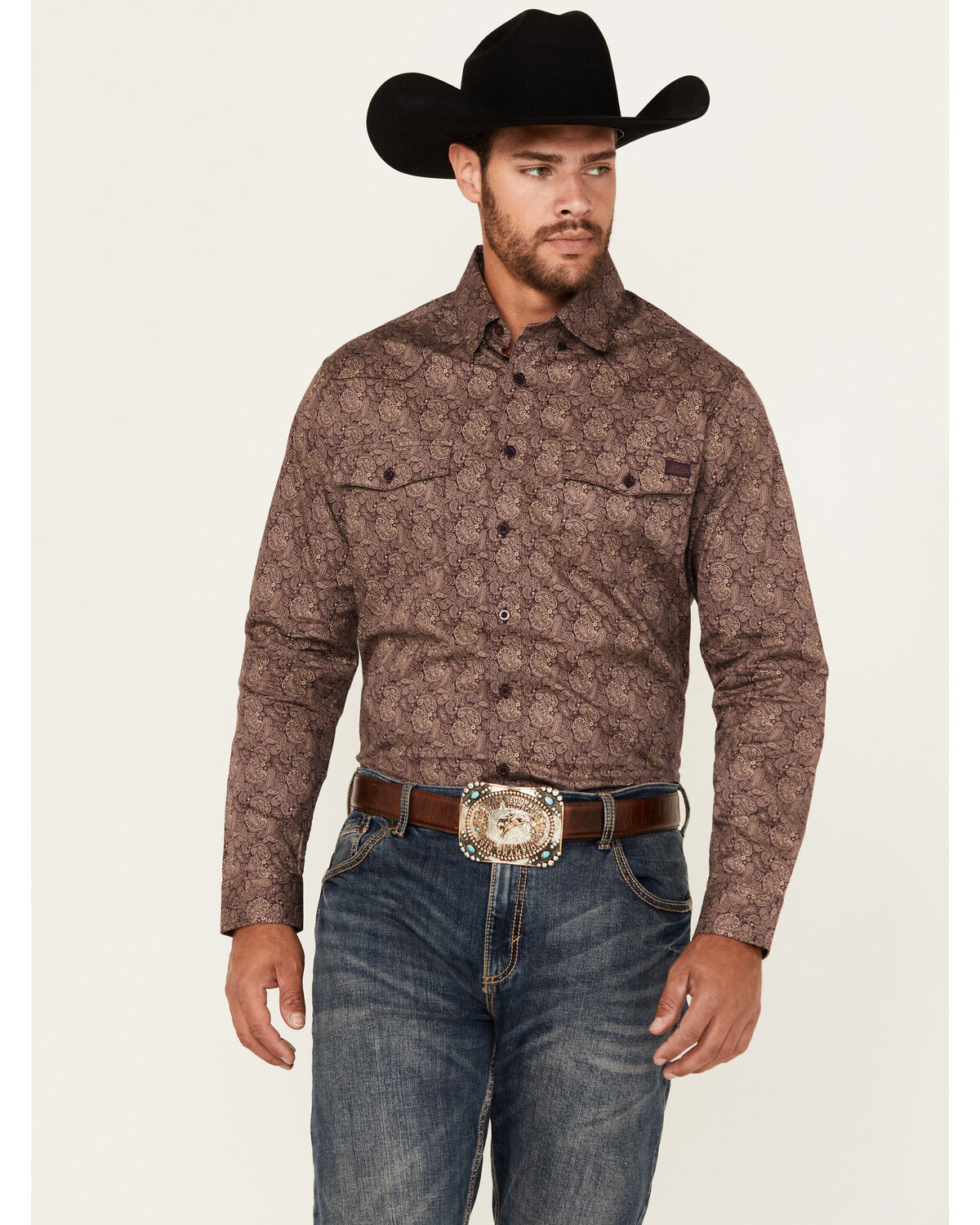 Men's Justin Boot Barn Exclusive Paisley Print Long Sleeve Button-Down