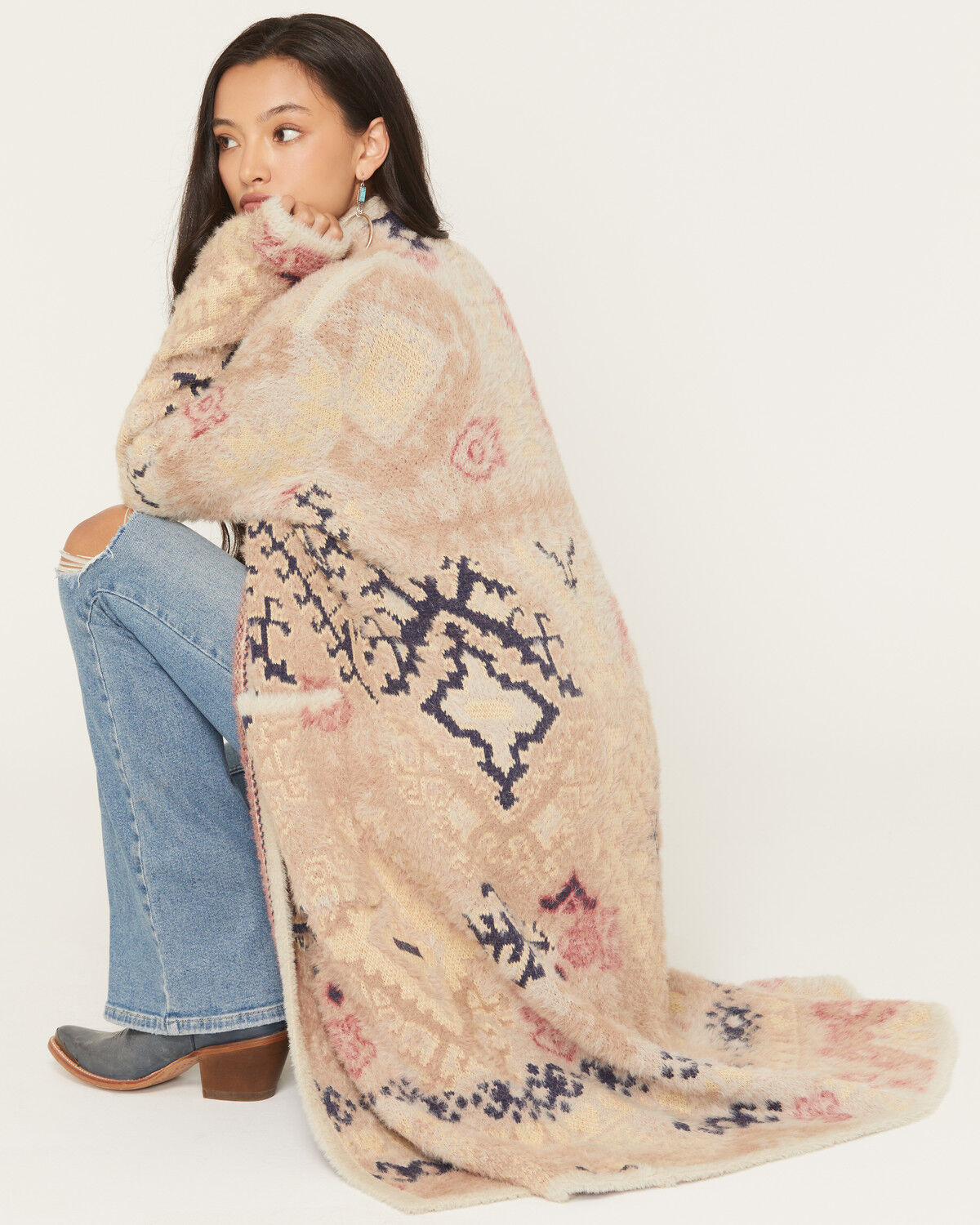 Women's Shyanne Southwestern Print Eyelash Yarn Duster