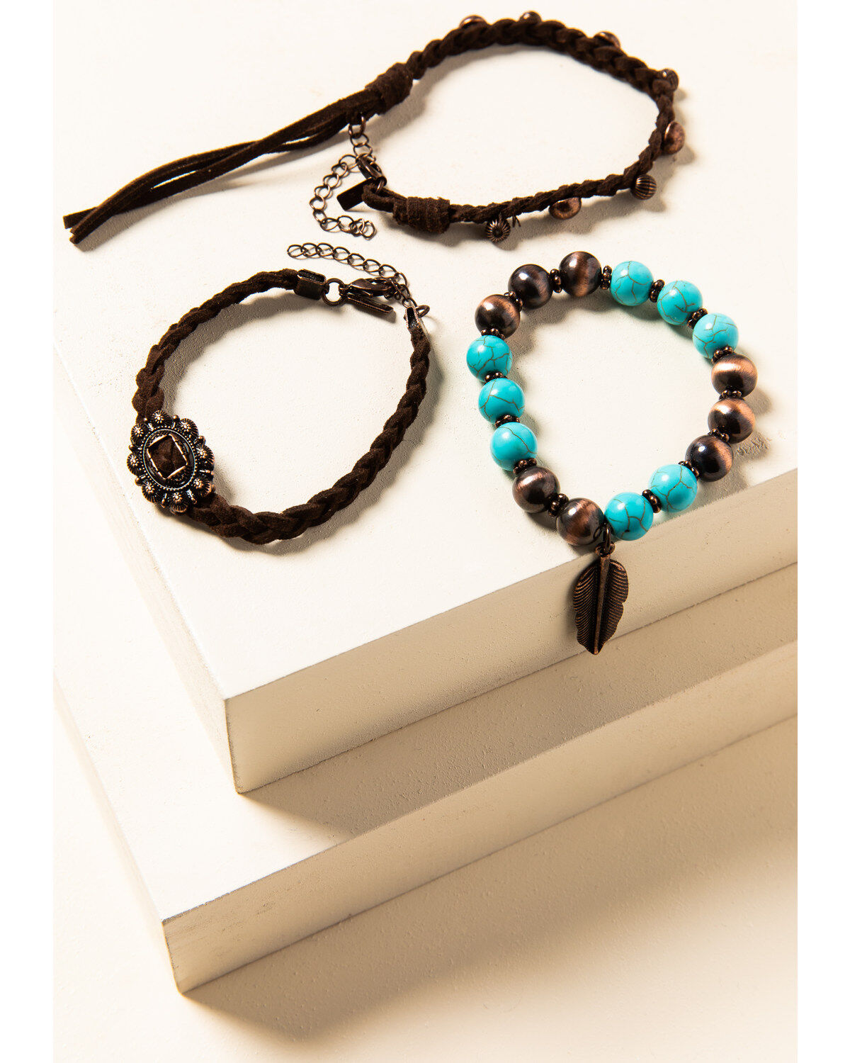 Women's Shyanne Willow Moon Leather Beaded Bracelet Set