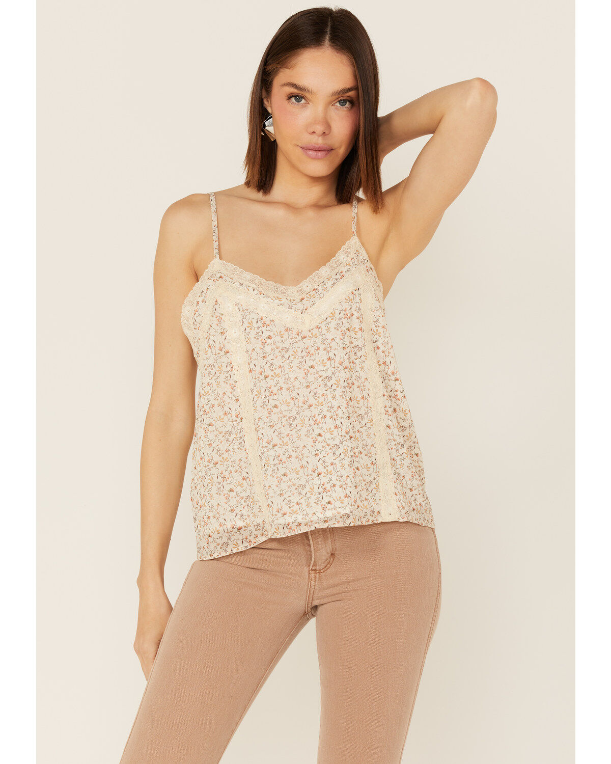 Women's Miss Me Ditsy Floral Lace Cami Top
