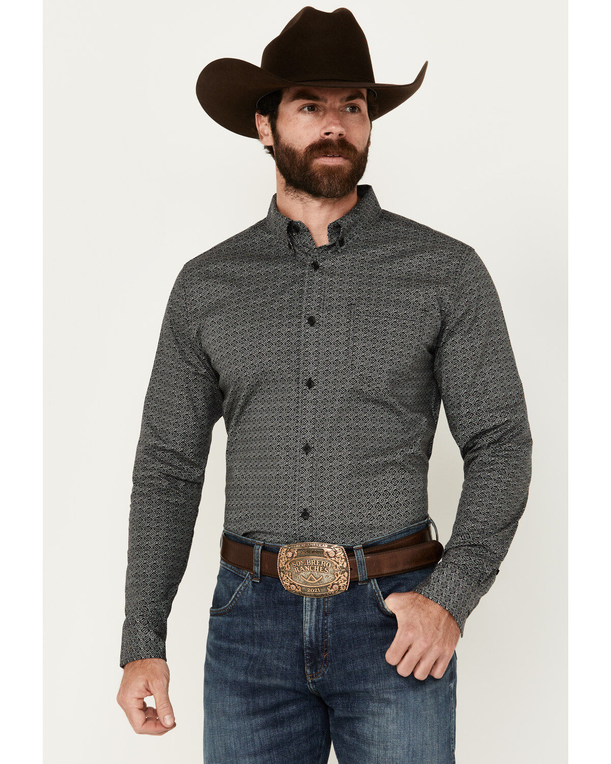 Men's Cody James Conquistador Medallion Print Long Sleeve Button-Down