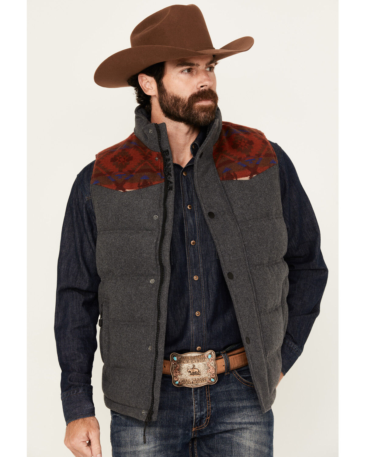 Men's RANK 45 Night Hike Southwestern Print Wool Puffer Vest