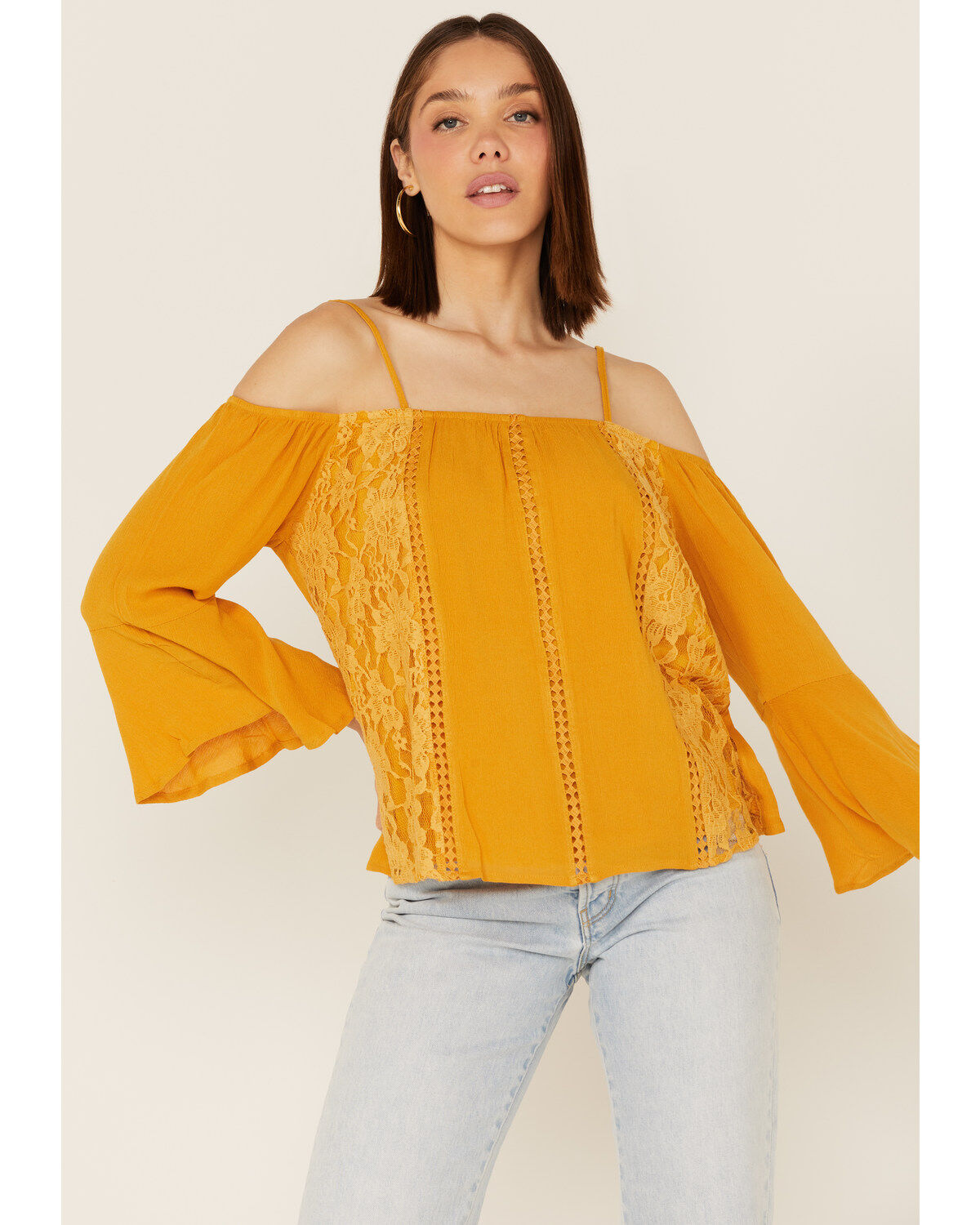 Women's Miss Me Cold Shoulder Lace Top