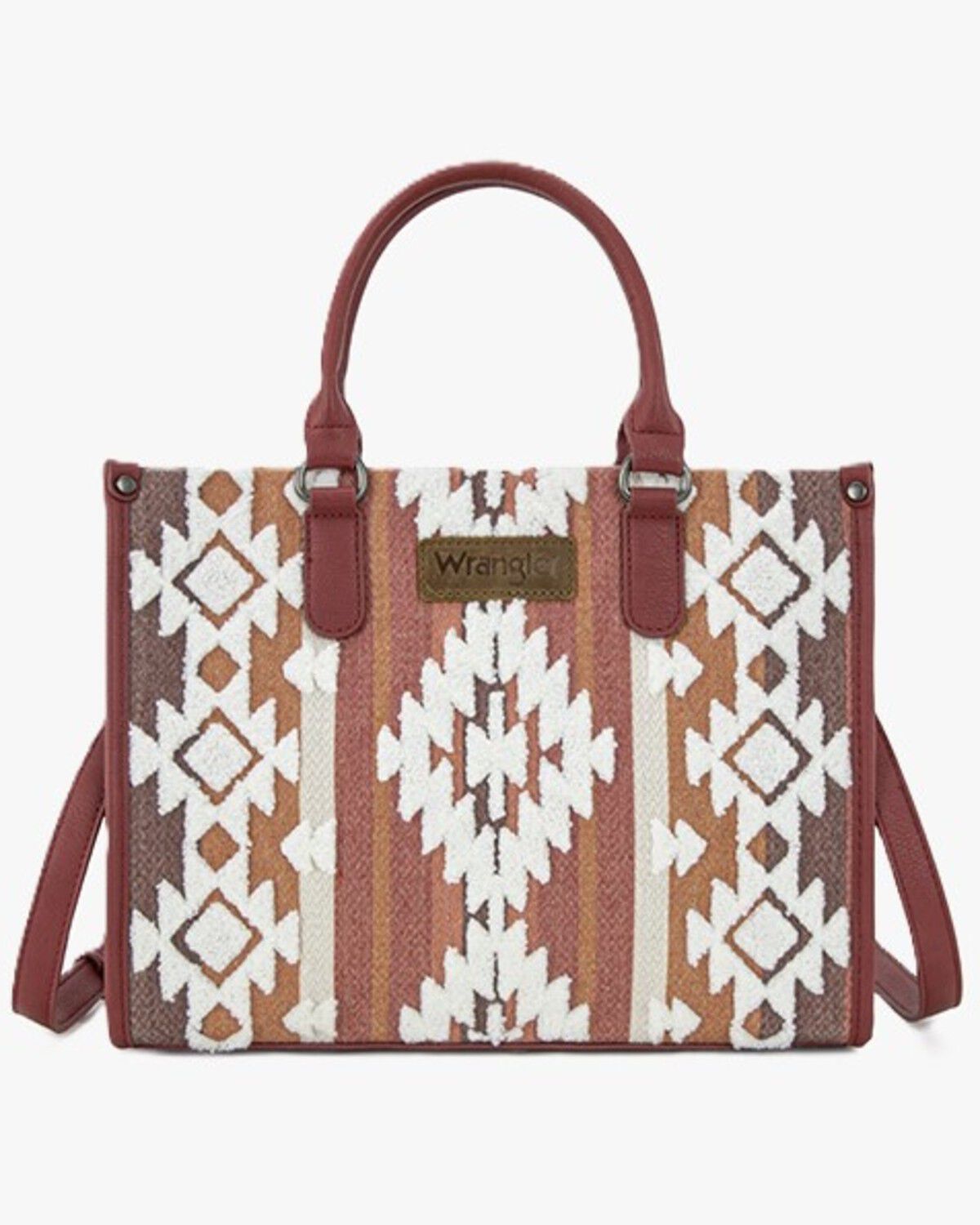 Women's Wrangler Sherpa Southwestern Print Canvas Crossbody Tote