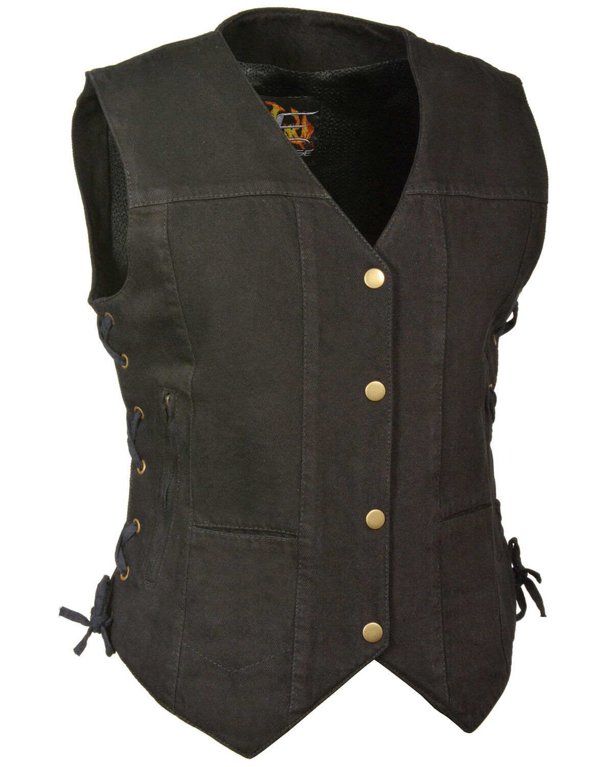 Women's Milwaukee Leather 6 Pocket Side Lace Denim Vest
