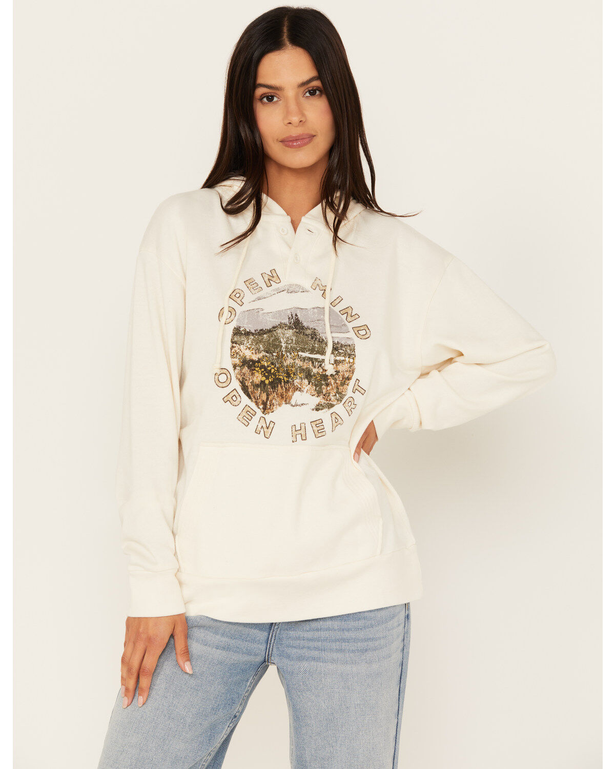 Women's Cleo + Wolf Graphic Henley Pullover